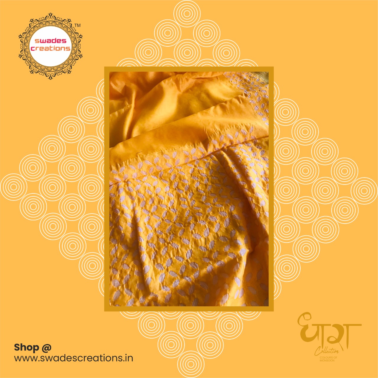 Exclusive Chanderi Handcrafted cutwork Saree - Yellow