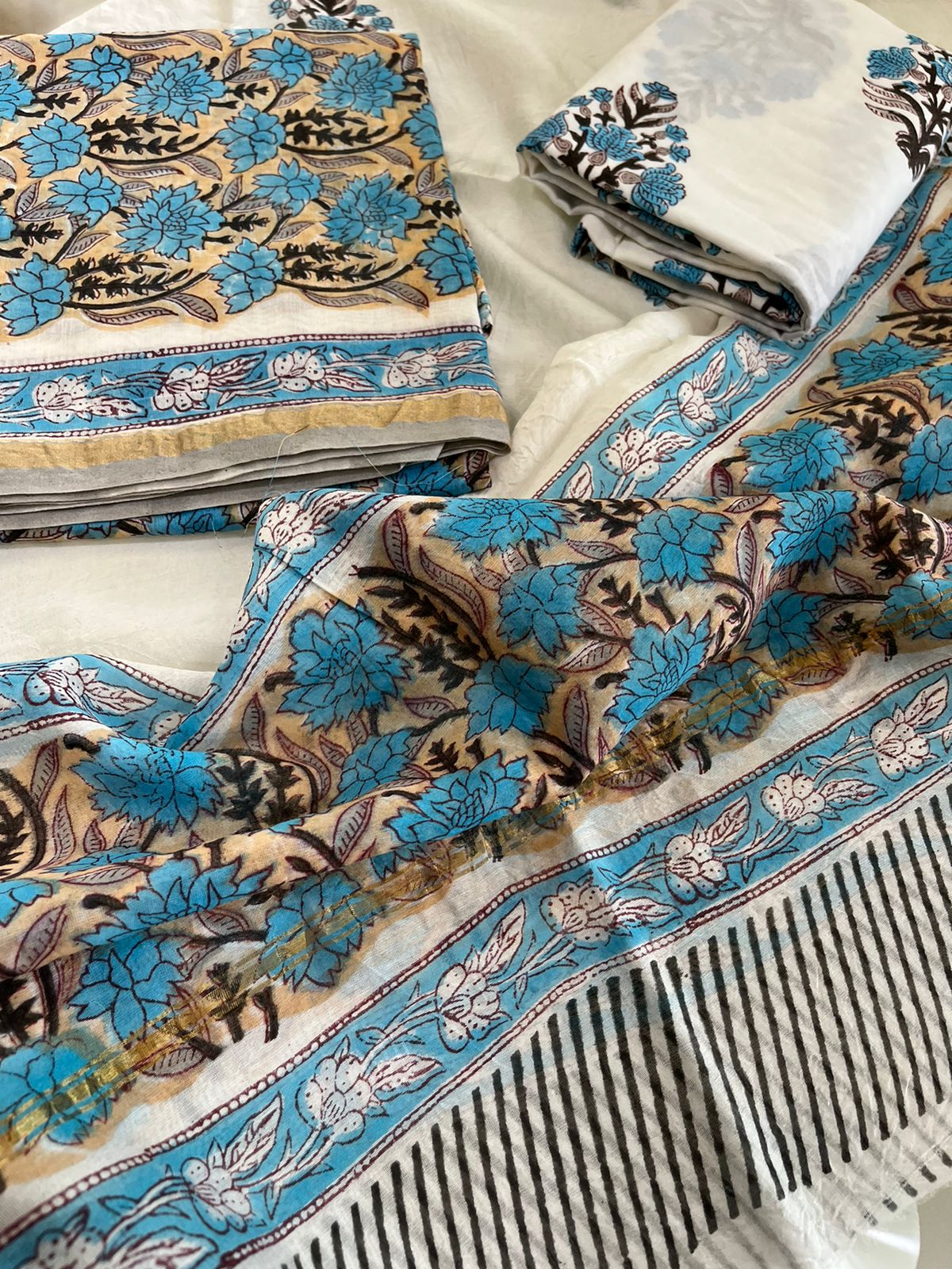 Chanderi Cotton Silk Handblock printed Suits