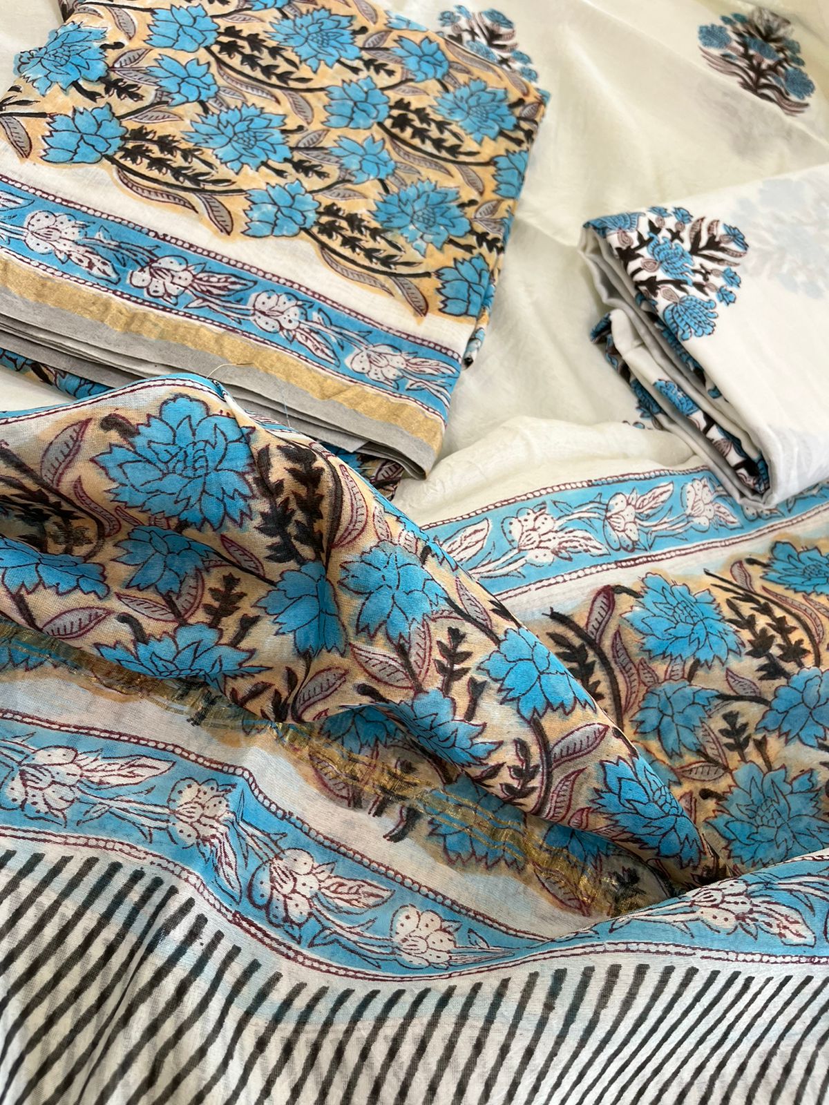 Chanderi Cotton Silk Handblock printed Suits