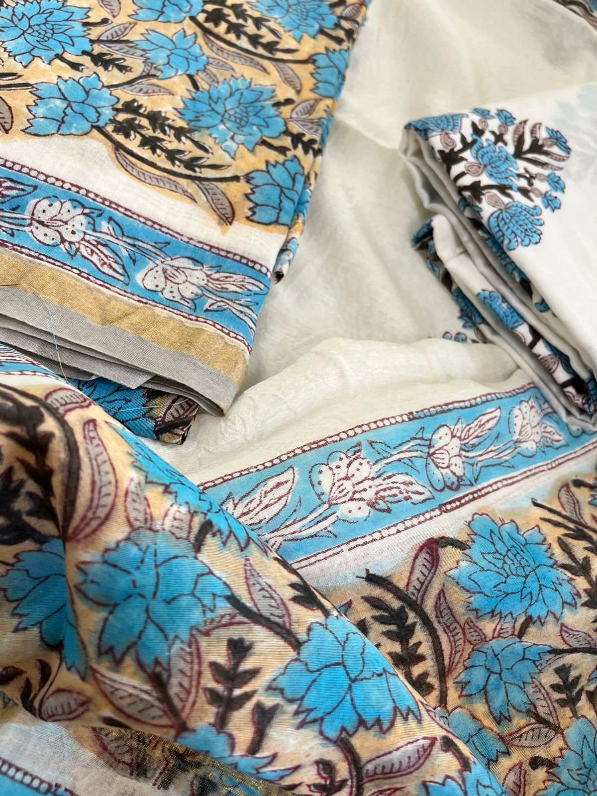 Chanderi Cotton Silk Handblock printed Suits