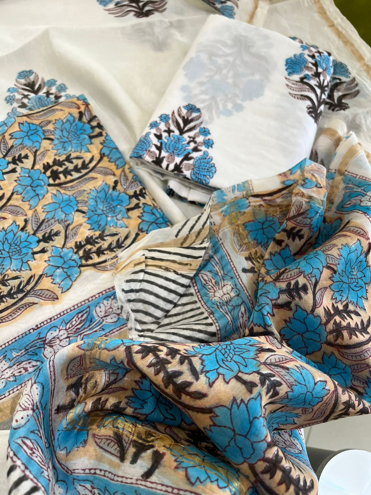 Chanderi Cotton Silk Handblock printed Suits