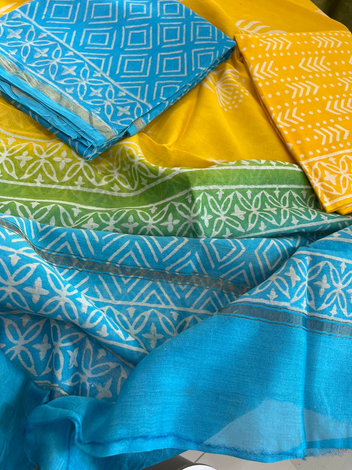 Chanderi Cotton Silk Handblock printed Suits