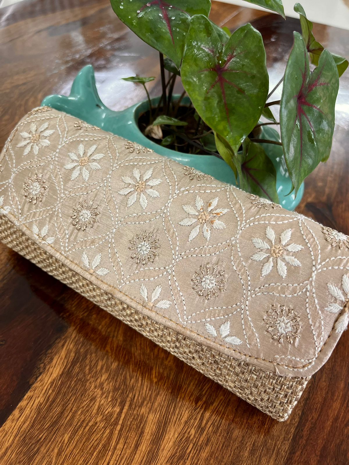 Chikankari Handcrafted clutches Purse
