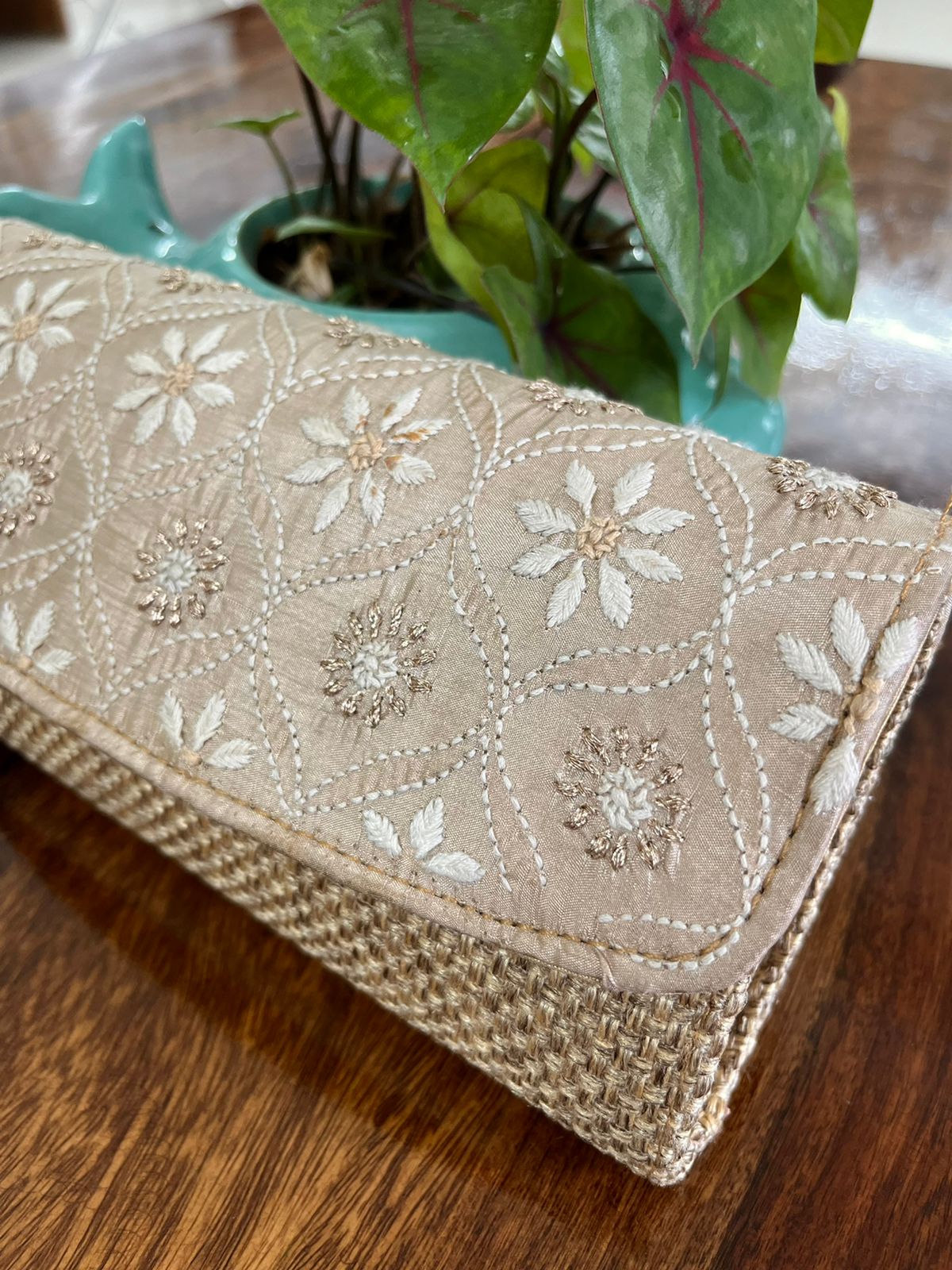 Chikankari Handcrafted clutches Purse
