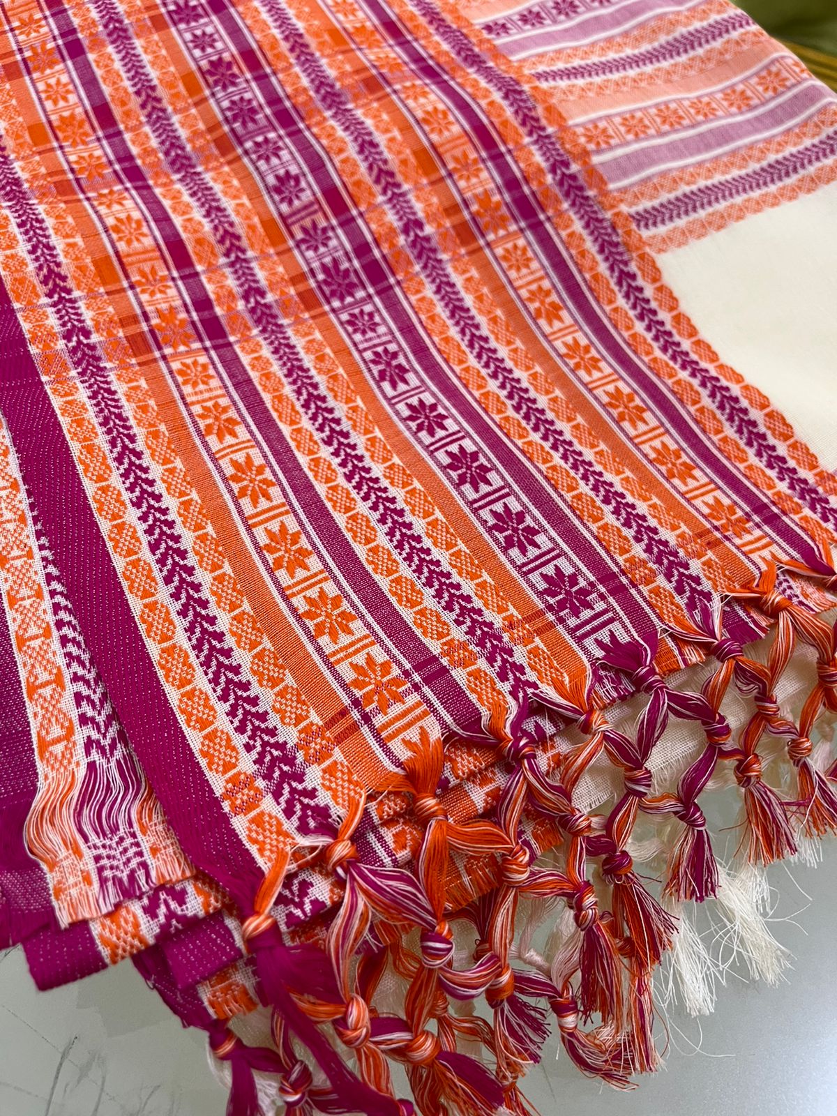 Very beautiful and comfortable Pure Bengal cotton sarees - OffWhite