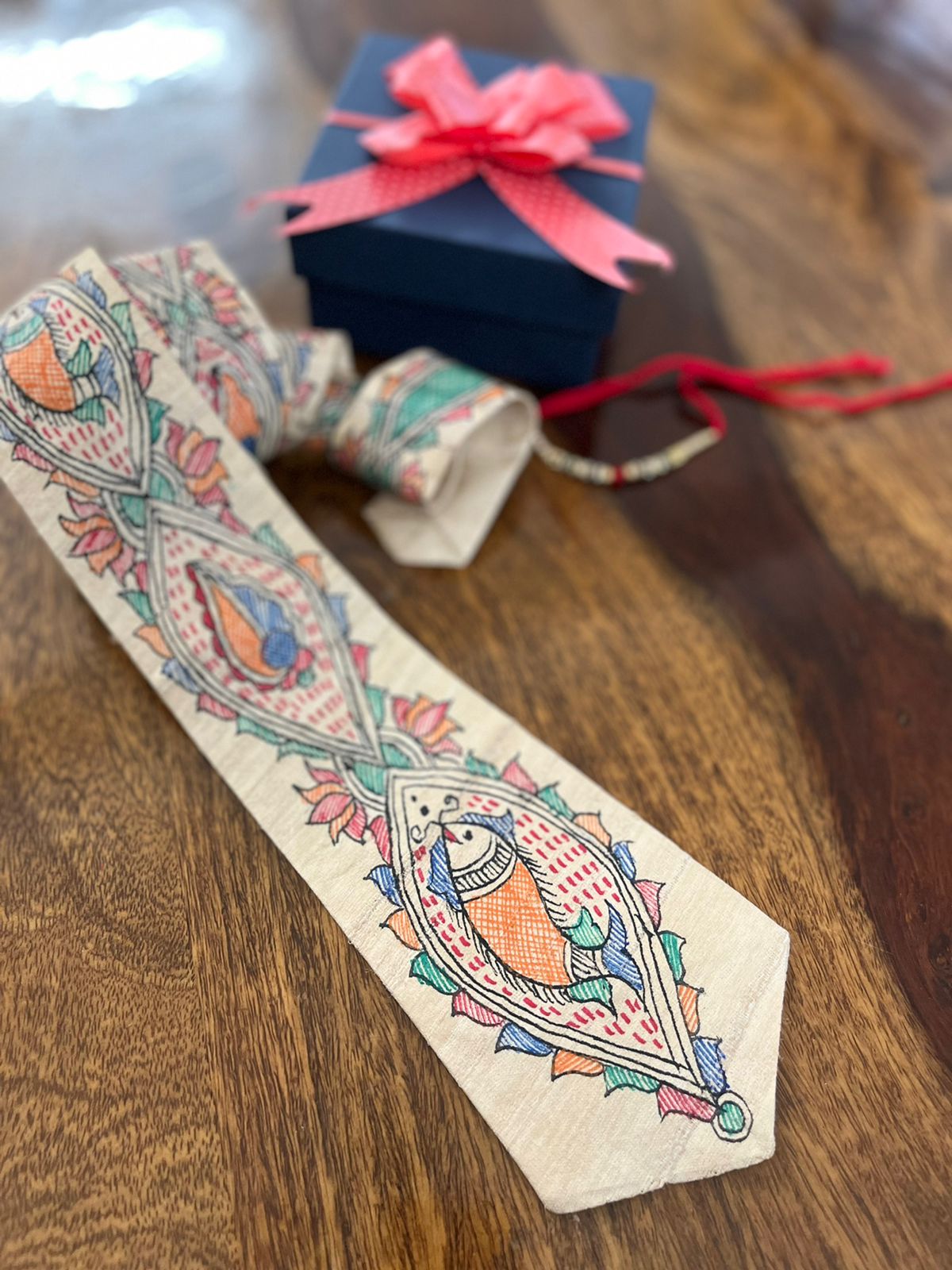 Pure Silk Handpainted Madhubani Tie