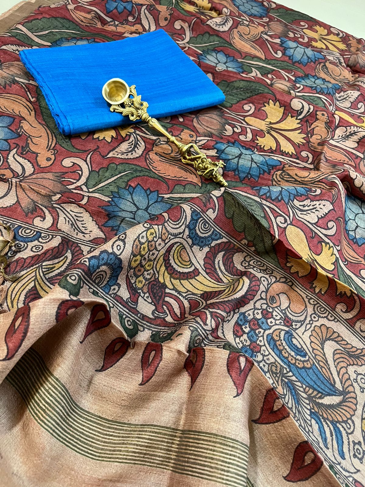 Exclusive Pure Tussar Silk Hand Kalamkari Dupattas with Pure Raw Silk Kurtas