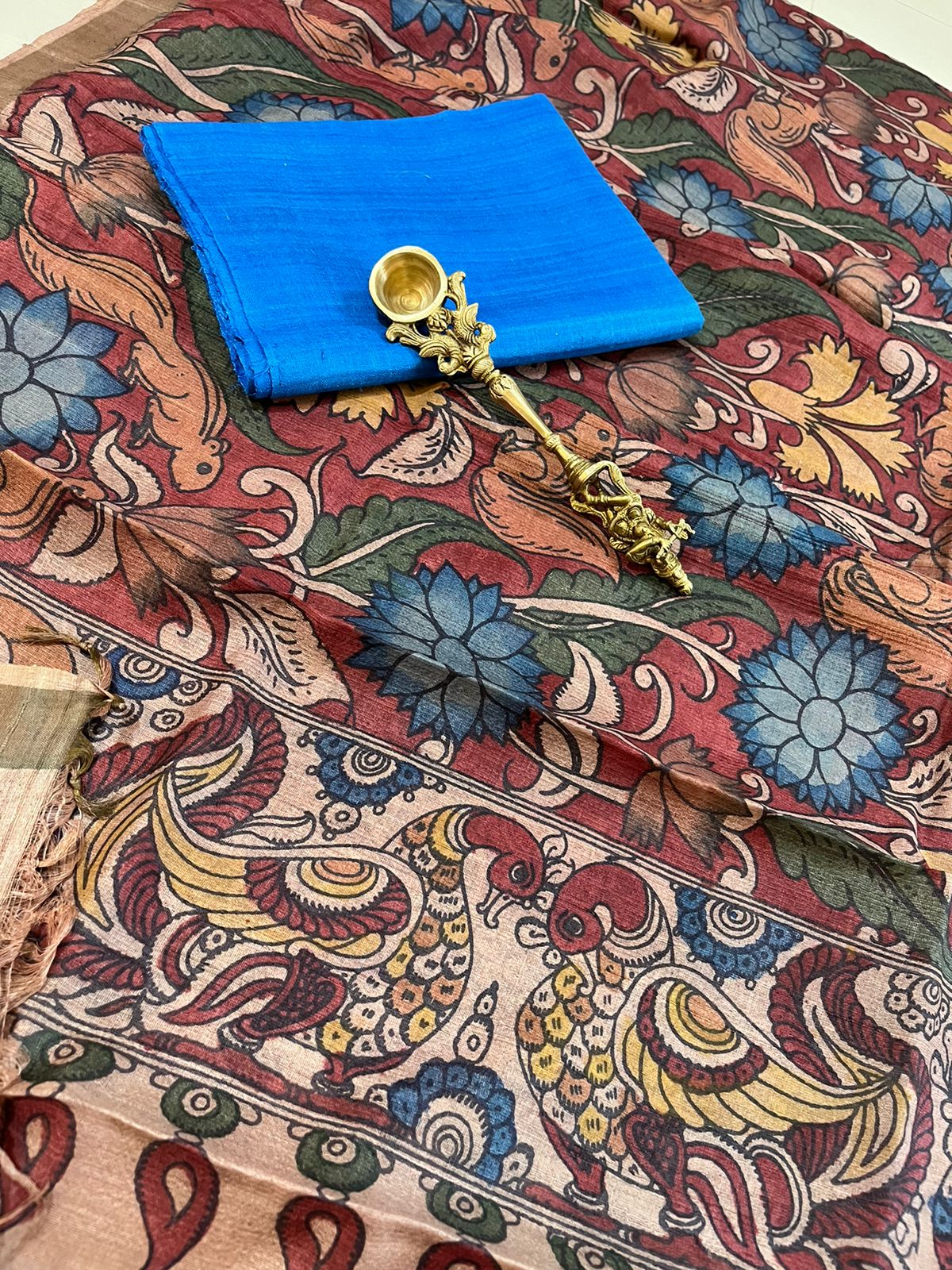 Exclusive Pure Tussar Silk Hand Kalamkari Dupattas with Pure Raw Silk Kurtas