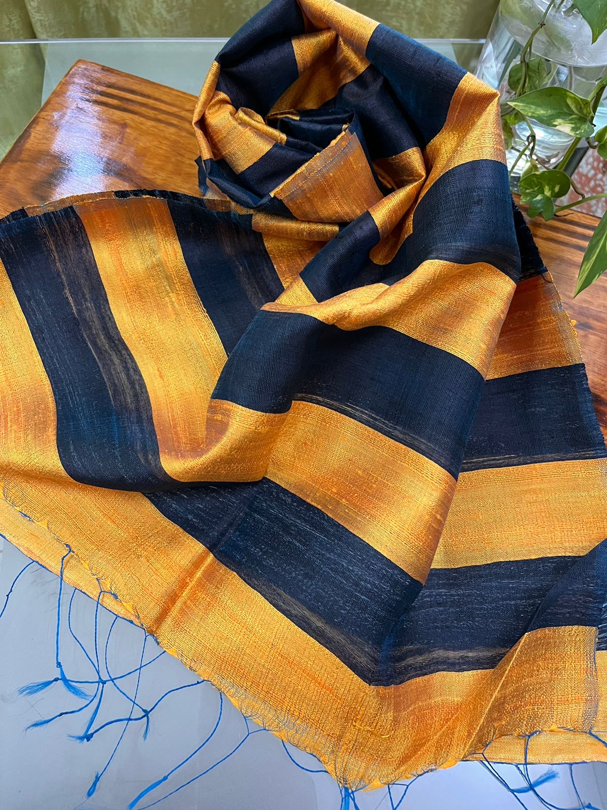 Vibrant pure Raw Silk Stole - Multicolour