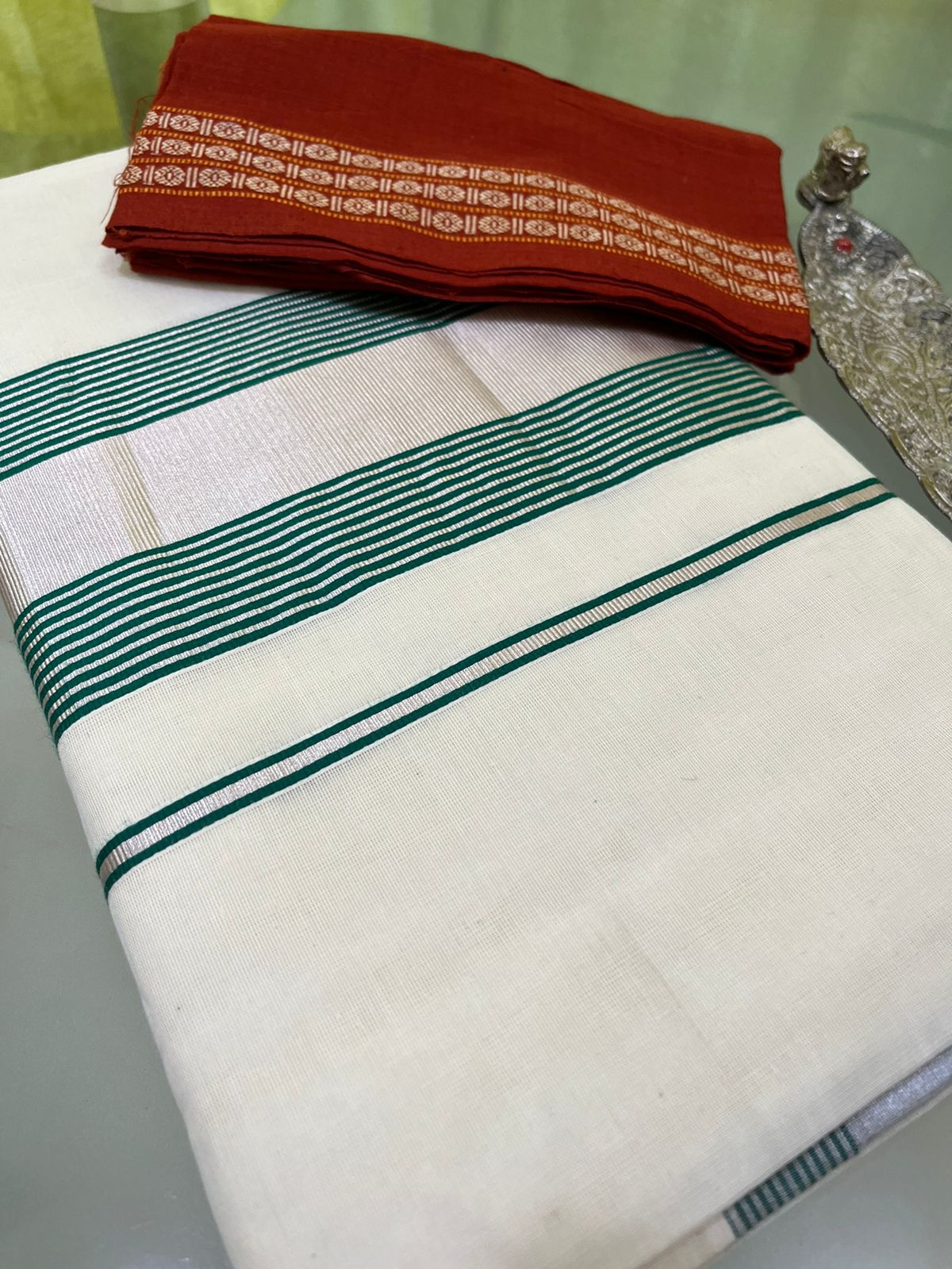 Pure cotton Kasavu Weave Saree