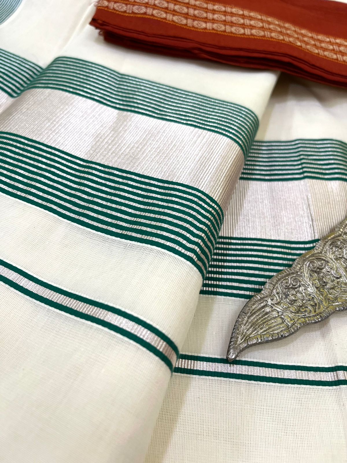 Pure cotton Kasavu Weave Saree