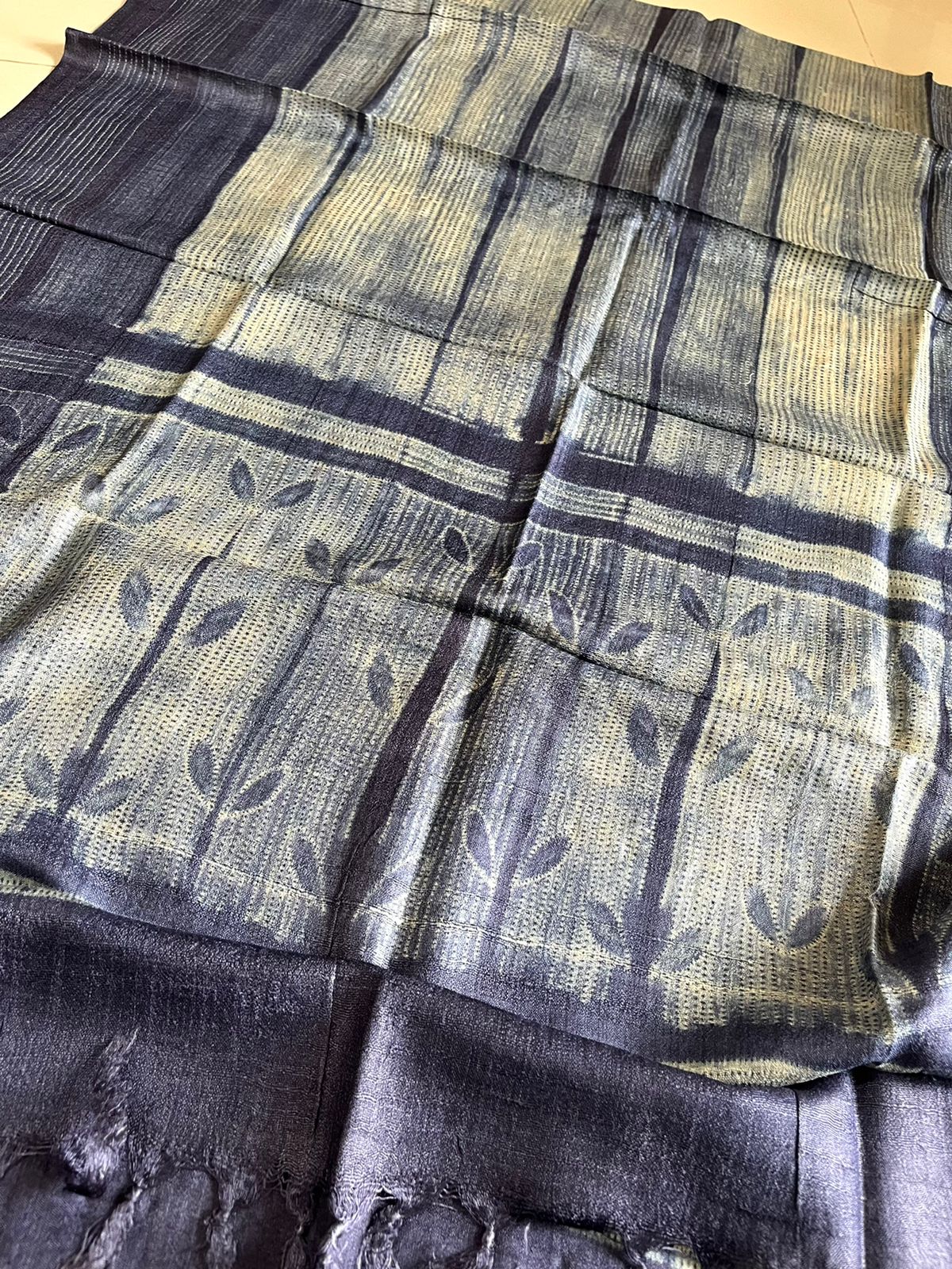 Pure Tussar Geecha Duaptta with Needle Shibori work