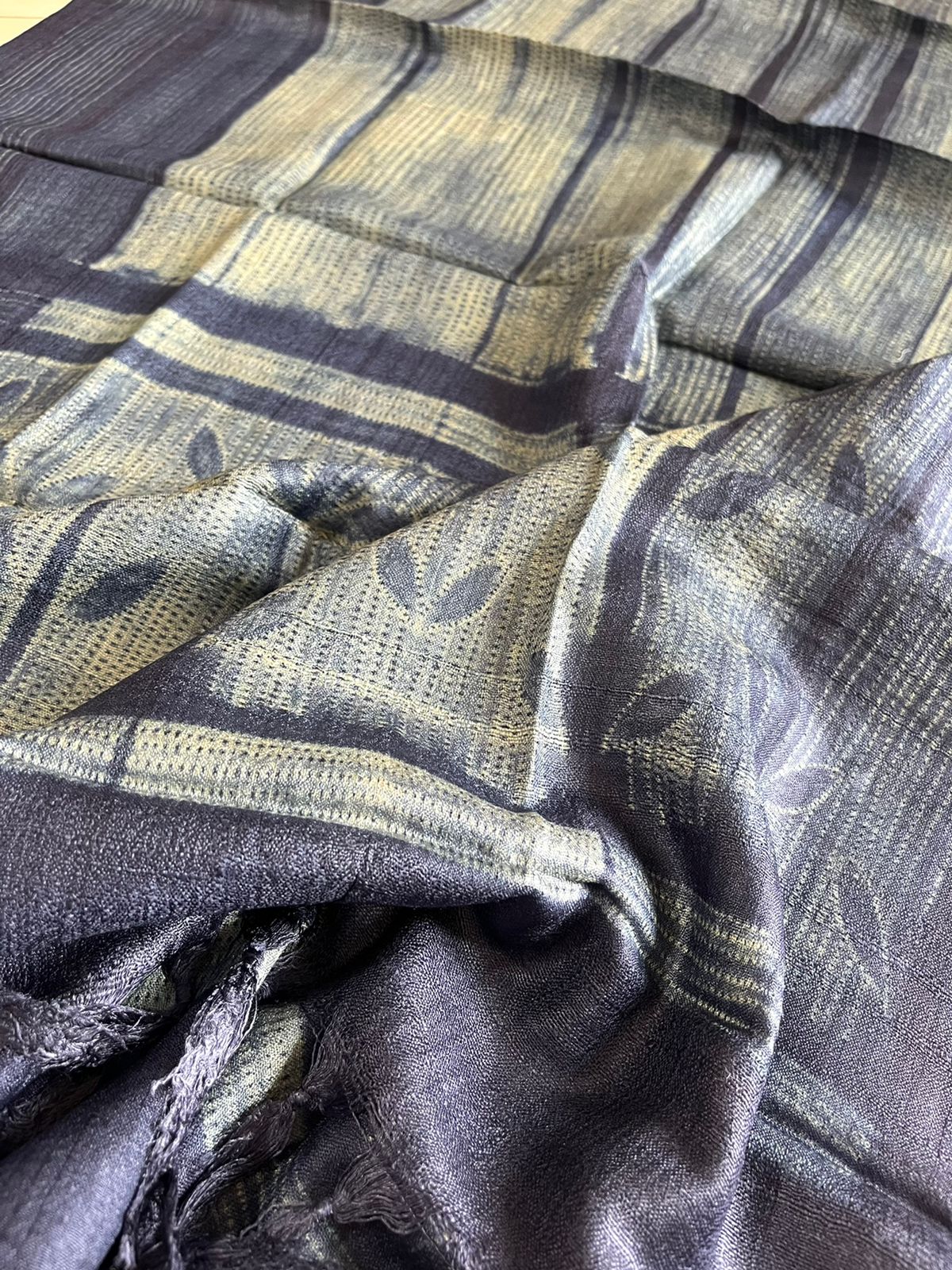 Pure Tussar Geecha Duaptta with Needle Shibori work