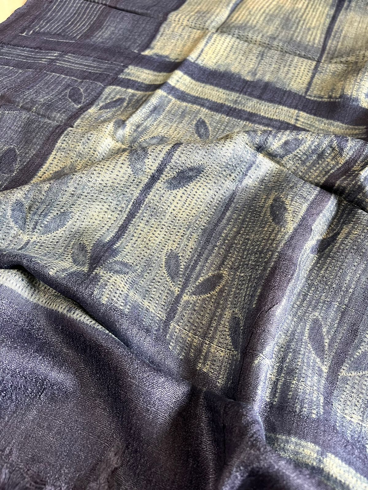 Pure Tussar Geecha Duaptta with Needle Shibori work