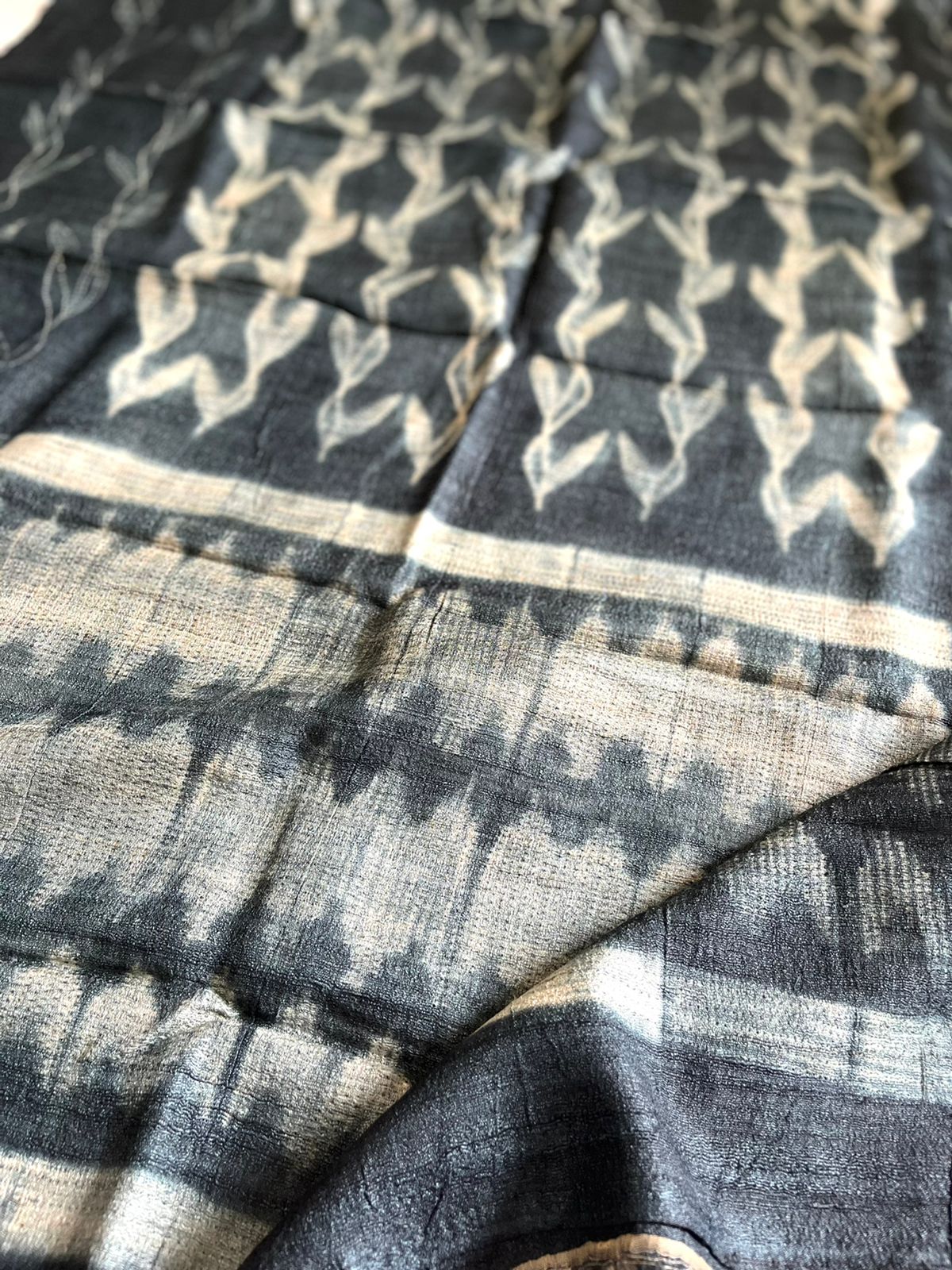 Pure Tussar Geecha Duaptta with Needle Shibori work
