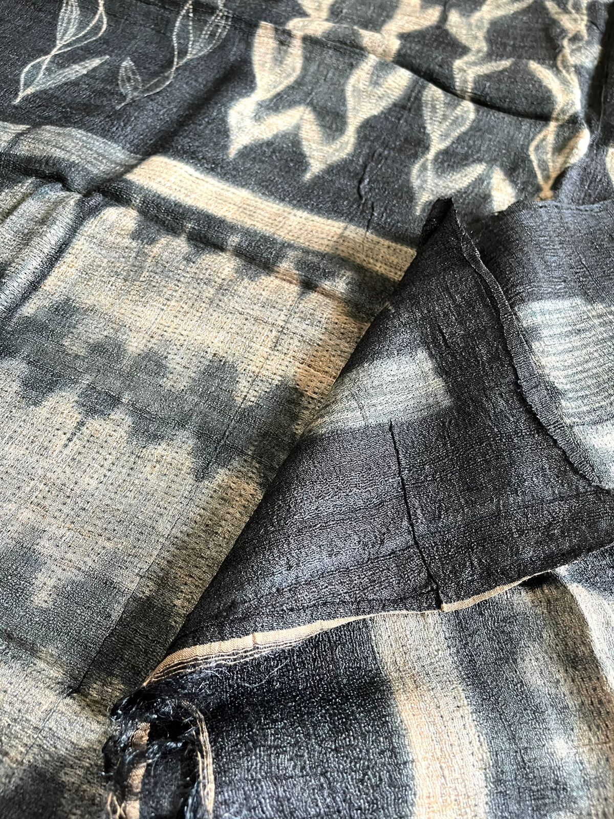 Pure Tussar Geecha Duaptta with Needle Shibori work