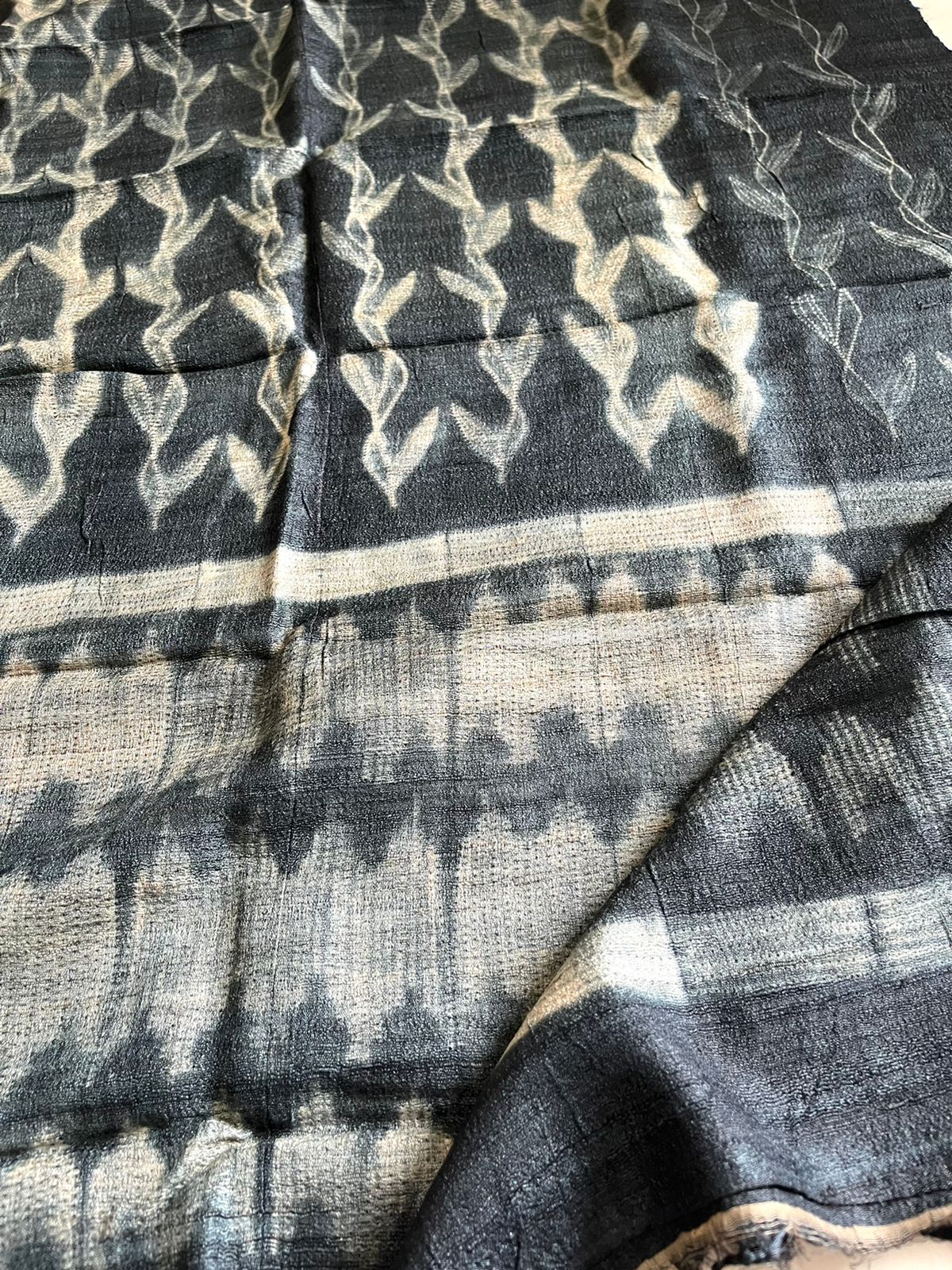 Pure Tussar Geecha Duaptta with Needle Shibori work