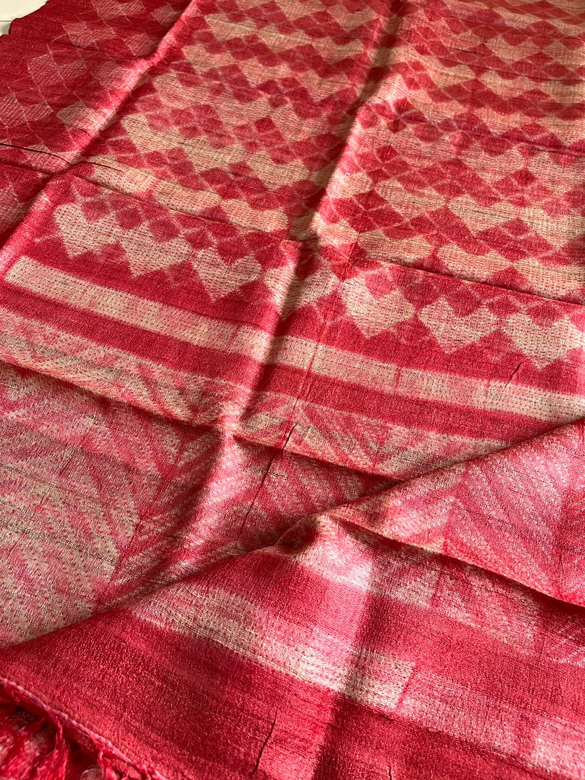 Pure Tussar Geecha Duaptta with Needle Shibori work