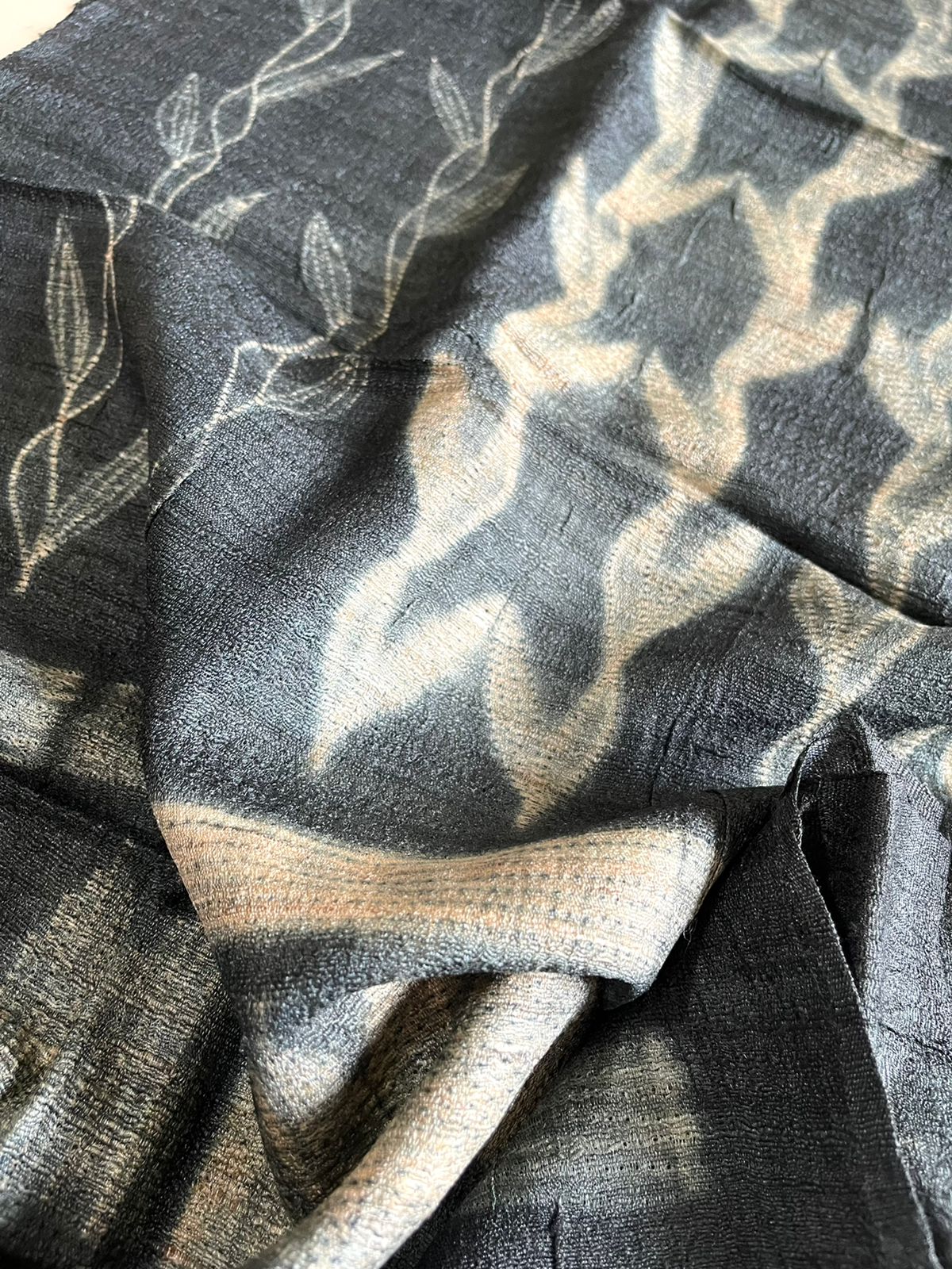 Pure Tussar Geecha Duaptta with Needle Shibori work