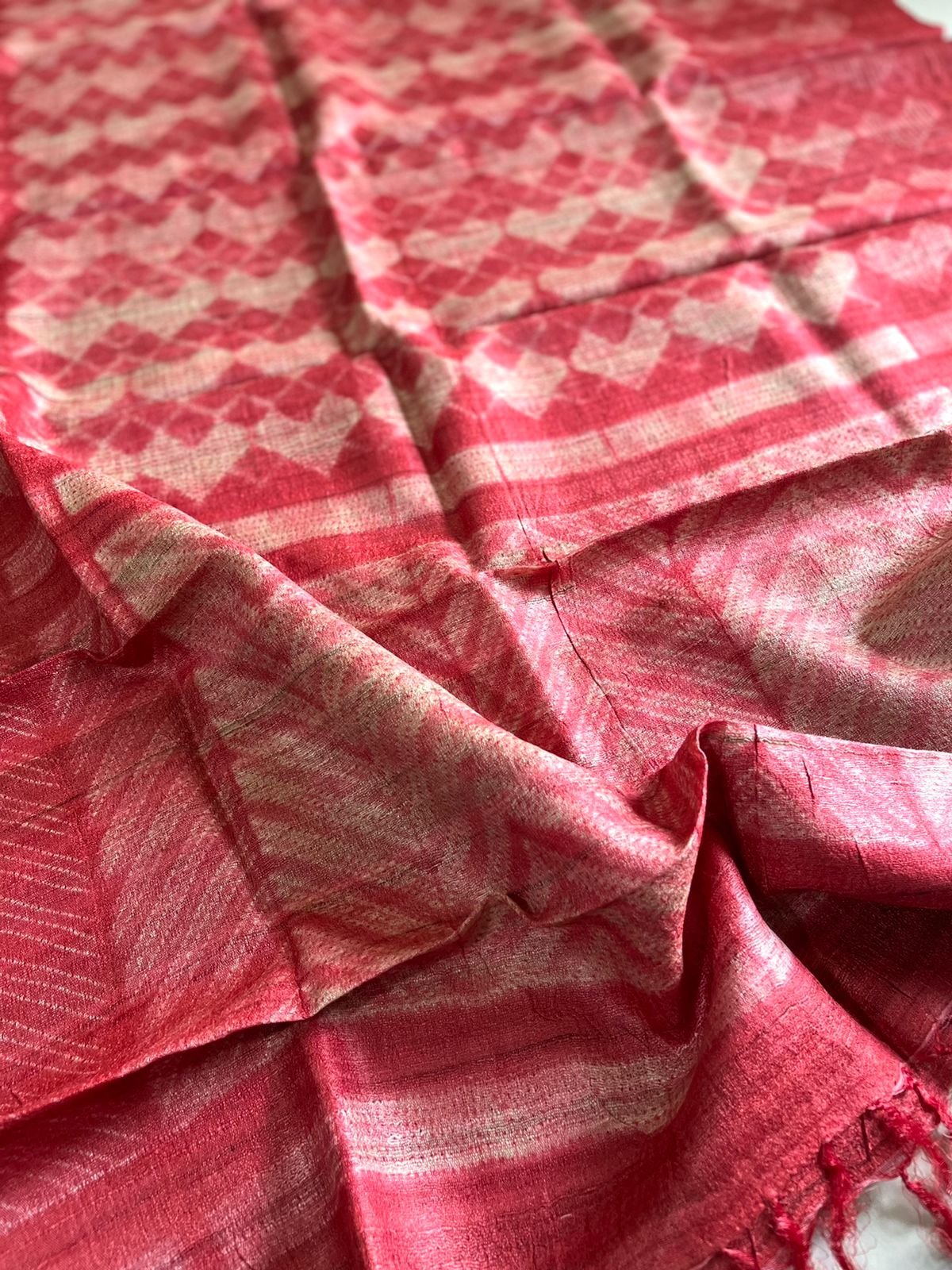 Pure Tussar Geecha Duaptta with Needle Shibori work