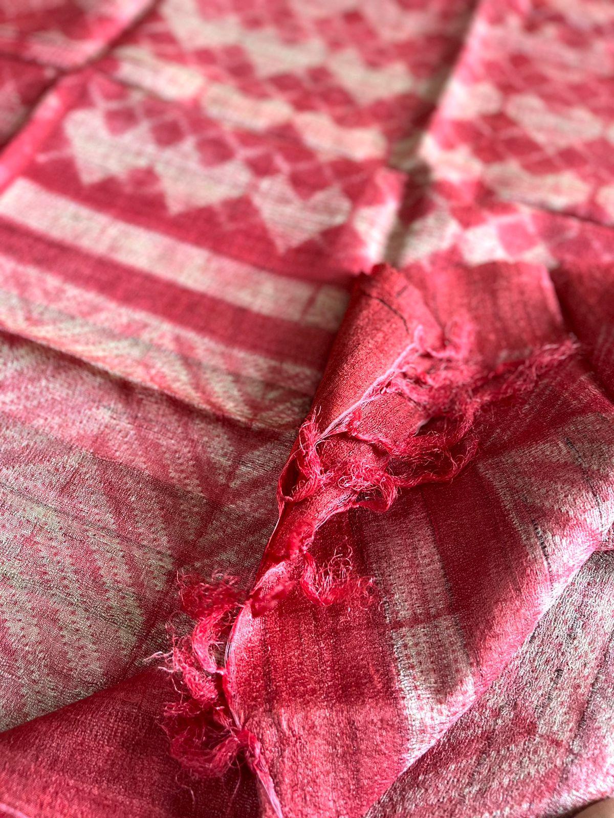 Pure Tussar Geecha Duaptta with Needle Shibori work