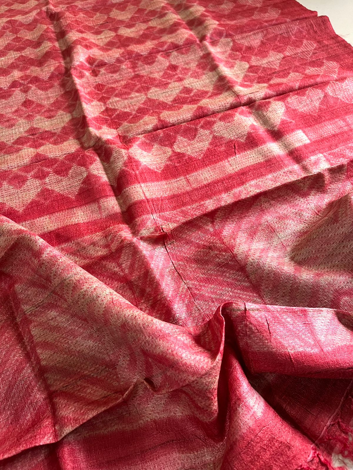 Pure Tussar Geecha Duaptta with Needle Shibori work