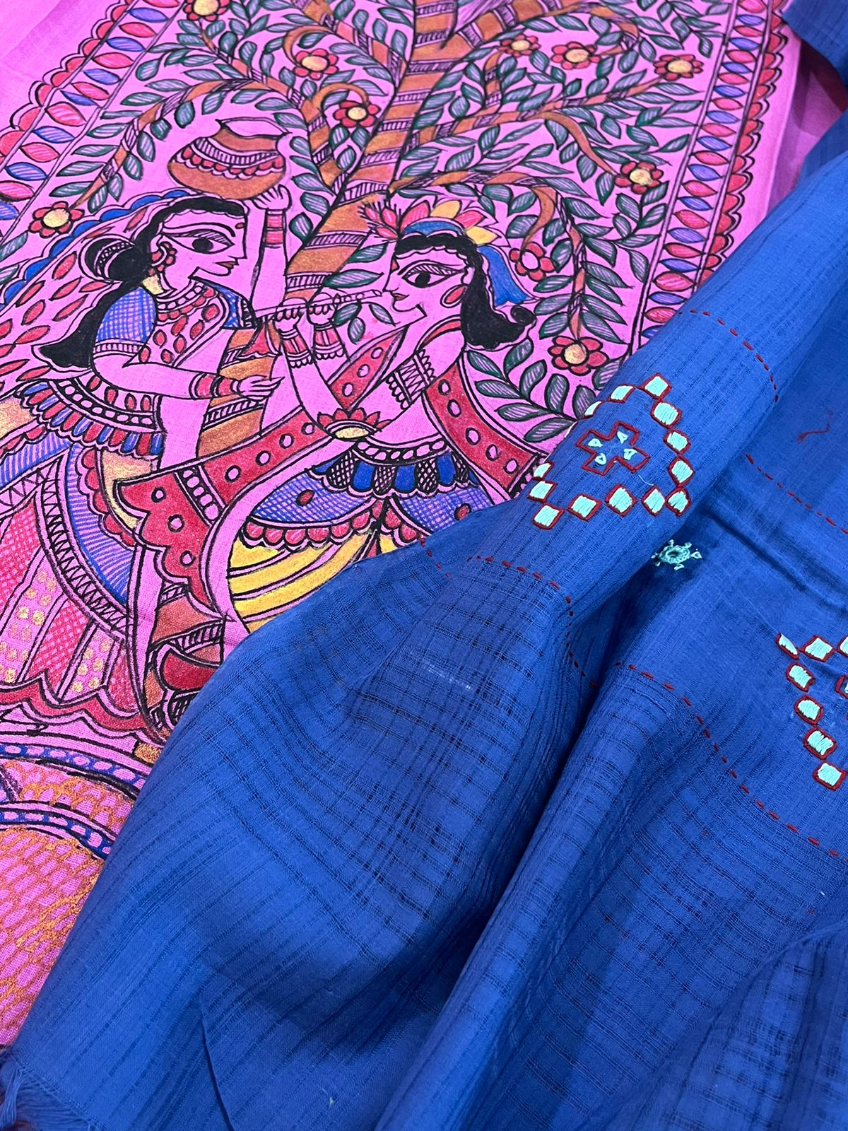 Beautiful and elegant Pure cotton Handpainted Madhubani Kurta Sets