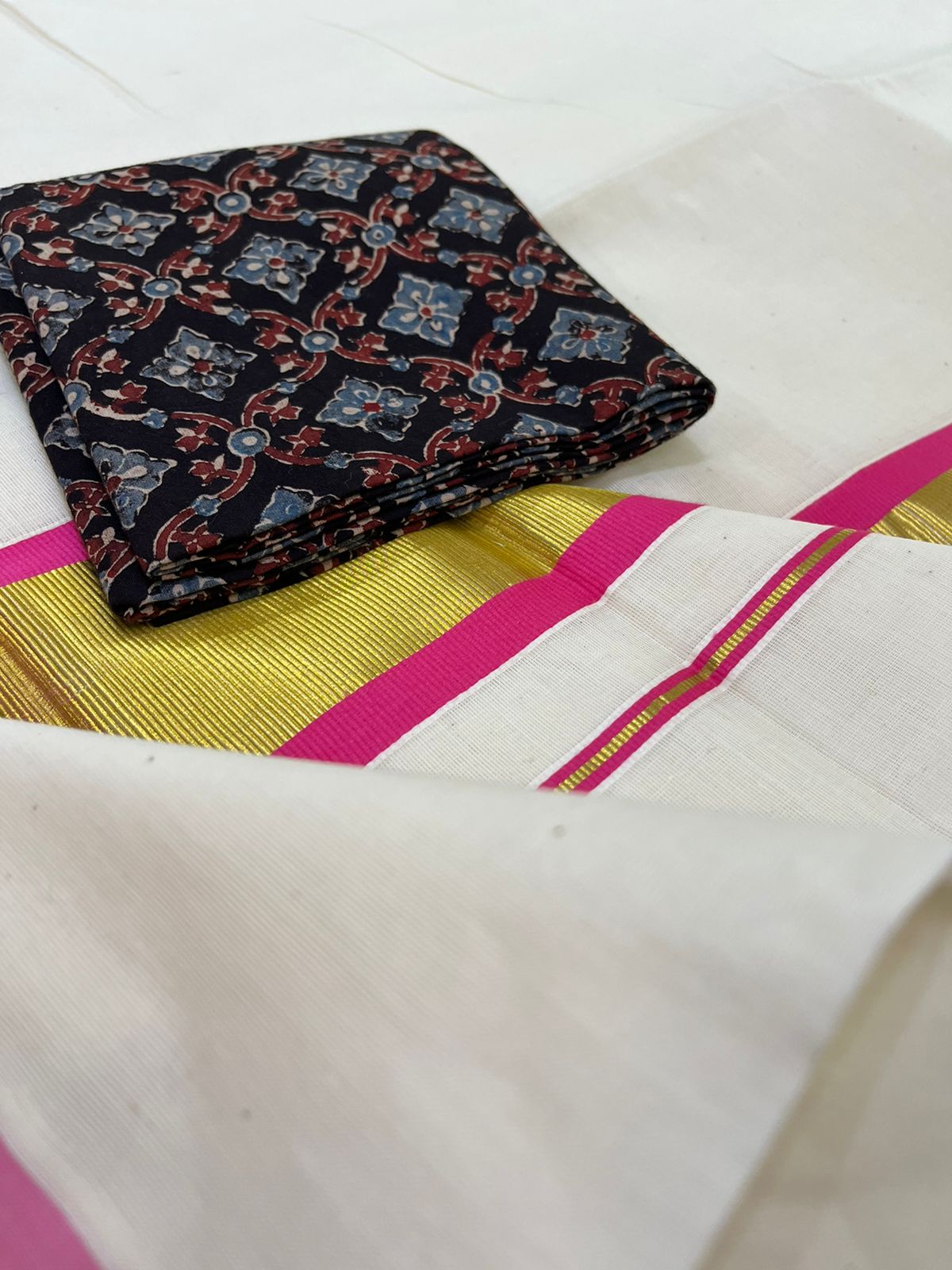 Pure cotton Kasavu Weave Saree