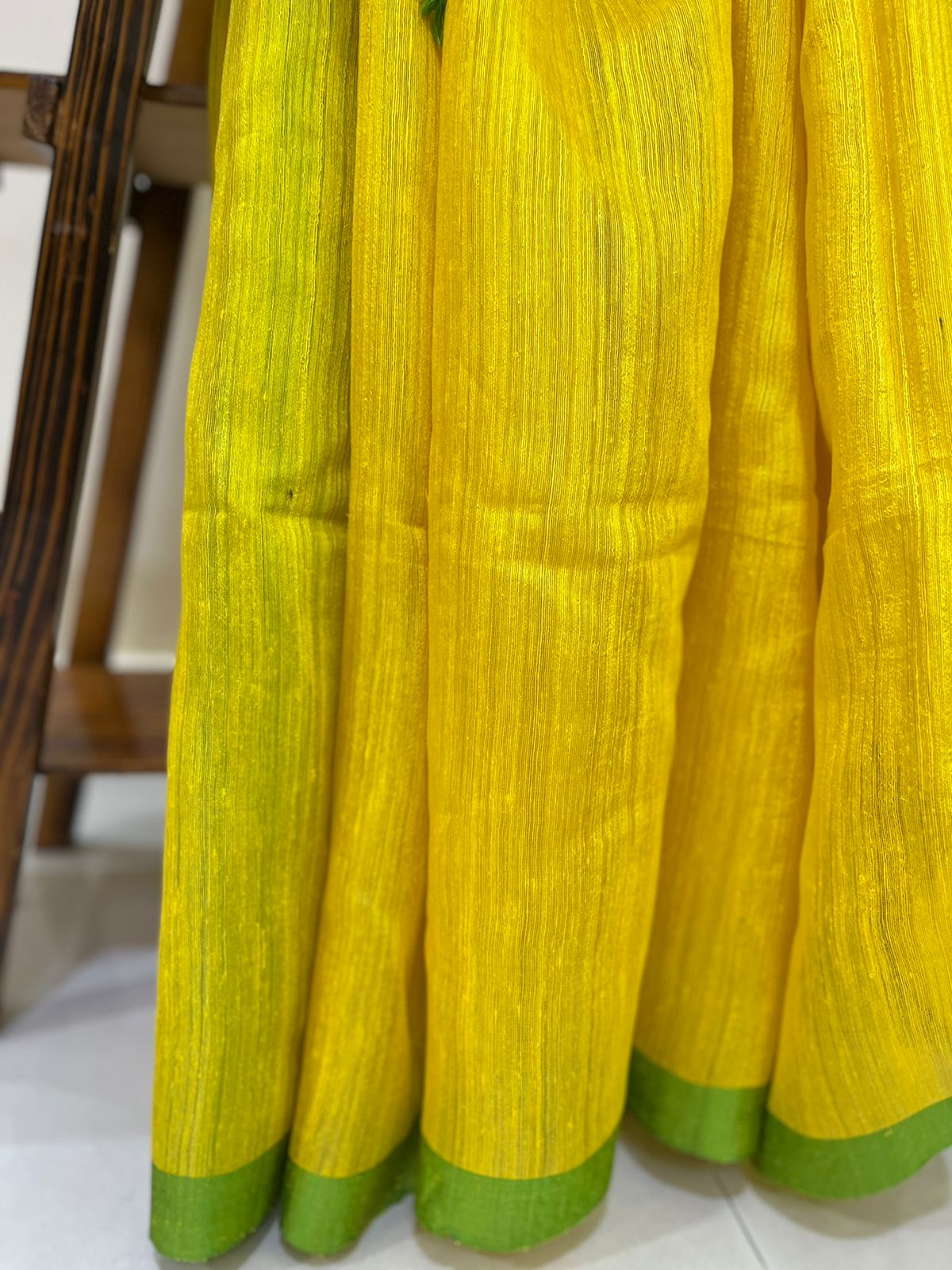 Beautiful Pure Matka Silk Saree - Yellow and Lime Green