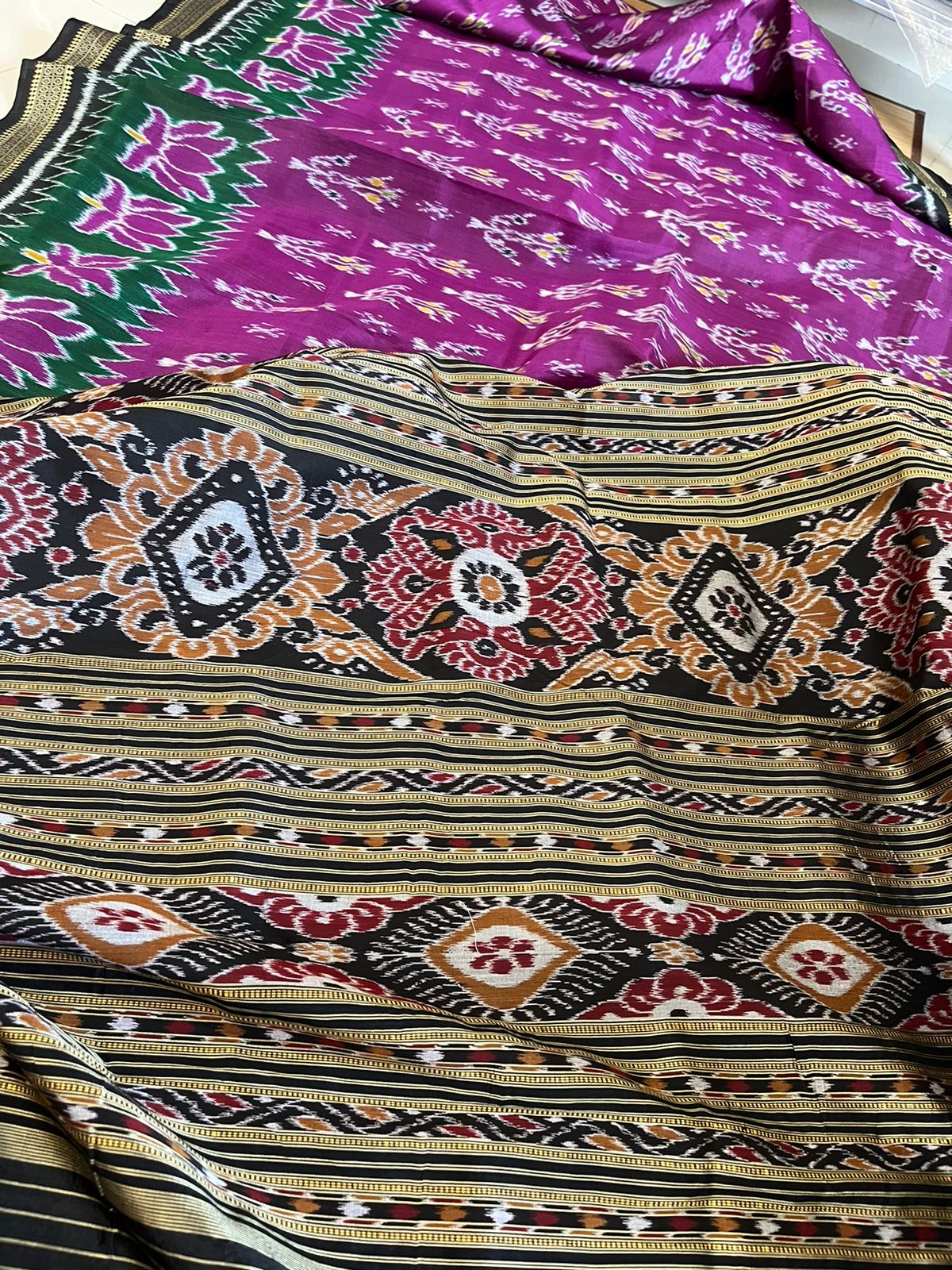 Handwoven Pure Silk Sambhalpuri Bandha Saree - Purple