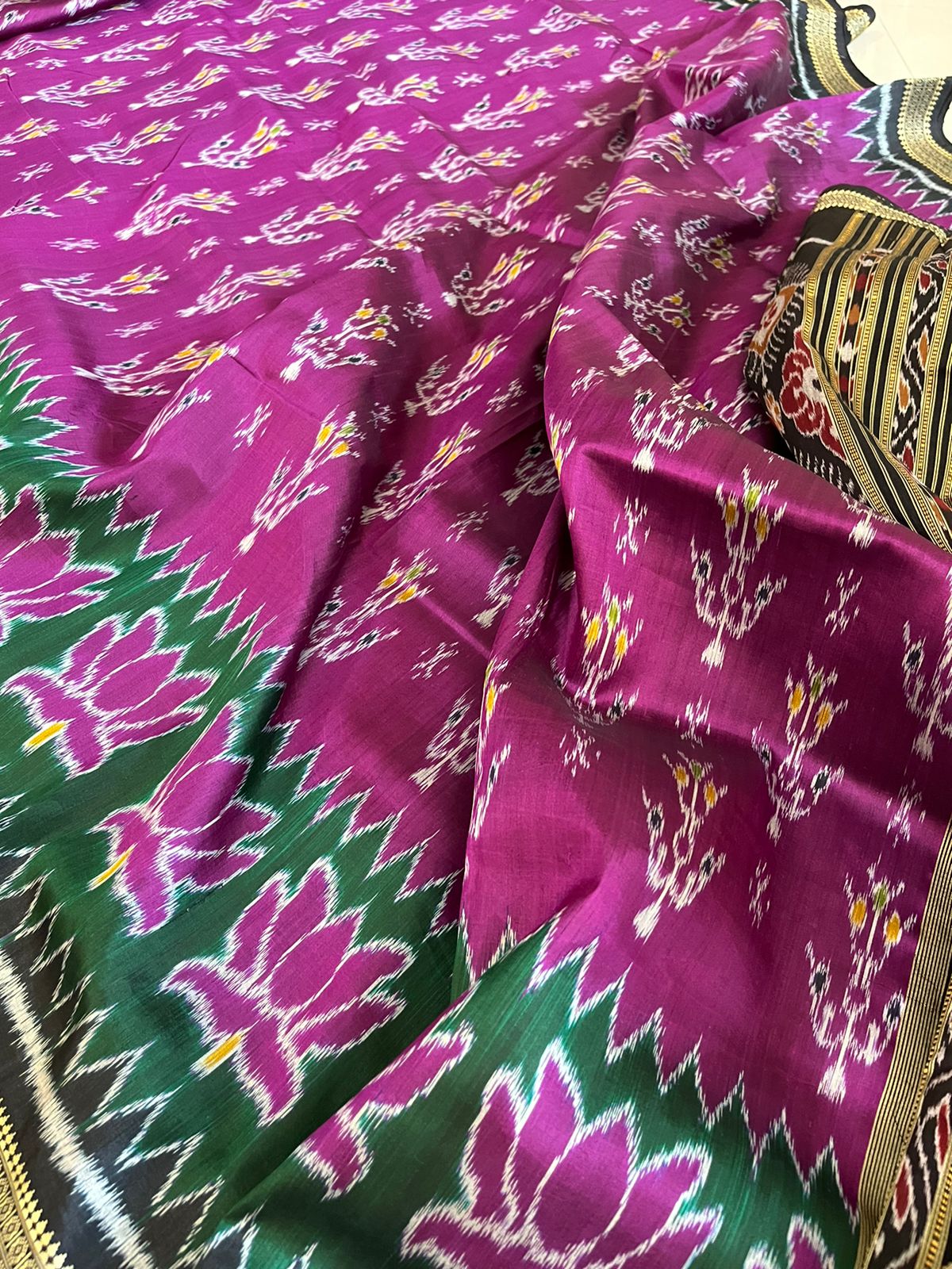 Handwoven Pure Silk Sambhalpuri Bandha Saree - Purple