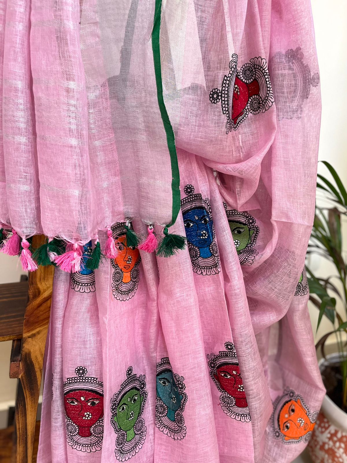 Beautiful handloom linen saree - Light Pink