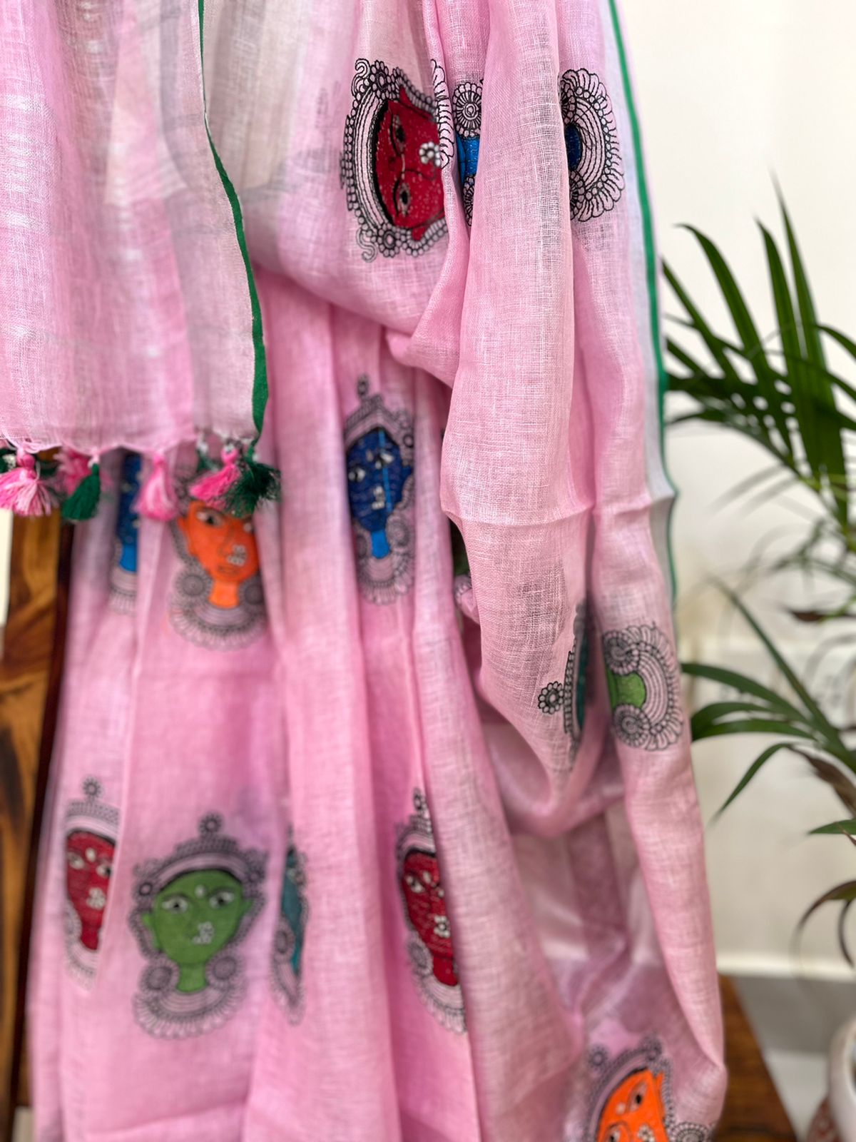 Beautiful handloom linen saree - Light Pink