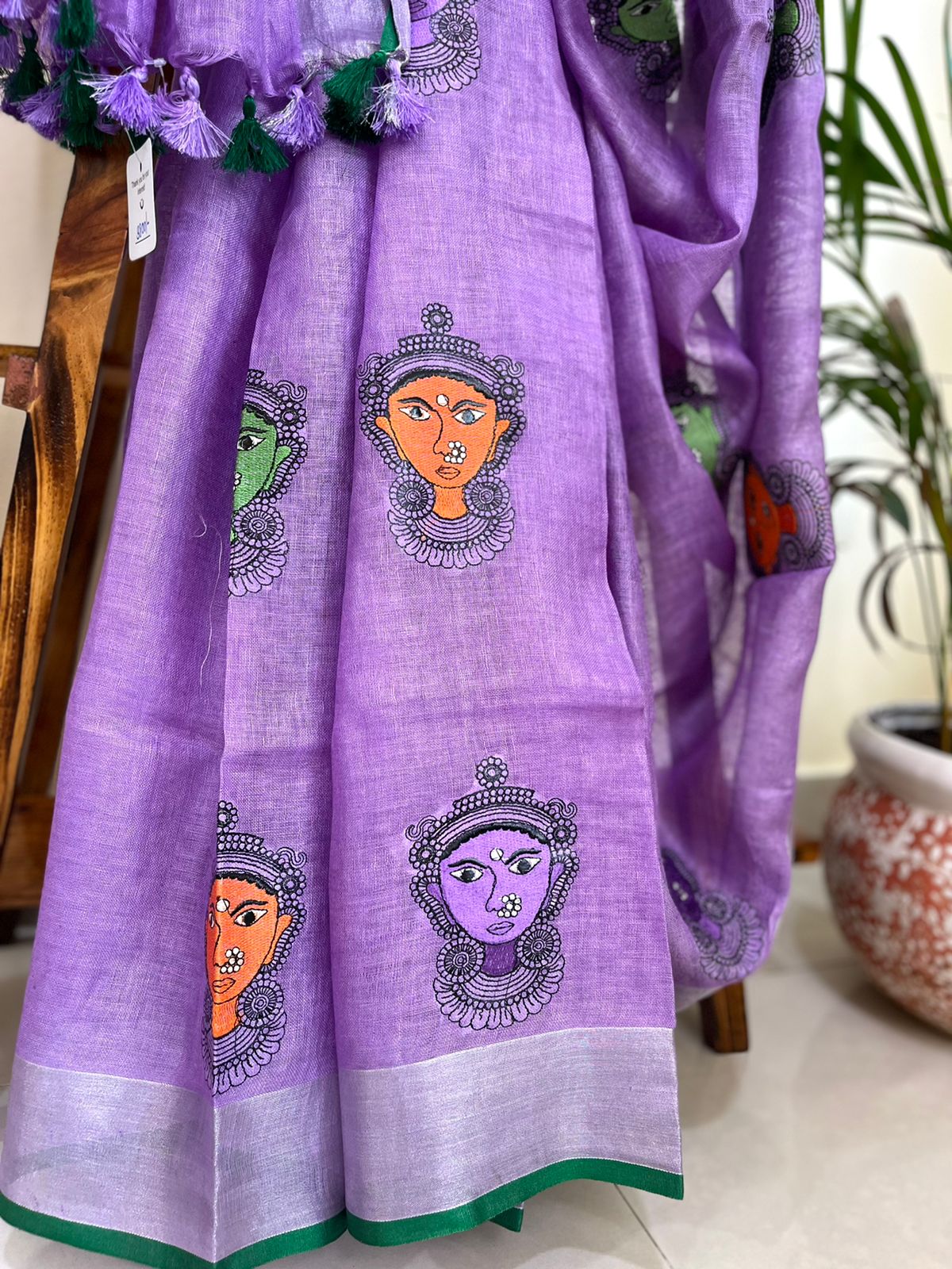 Beautiful handloom linen saree - Purple