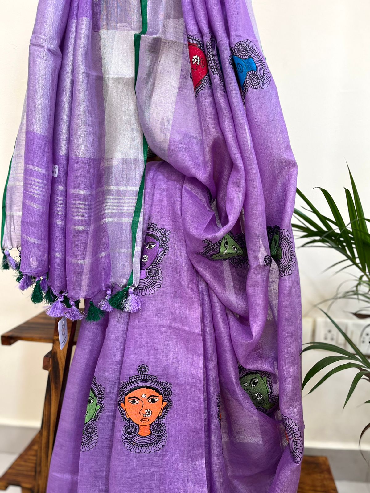 Beautiful handloom linen saree - Purple