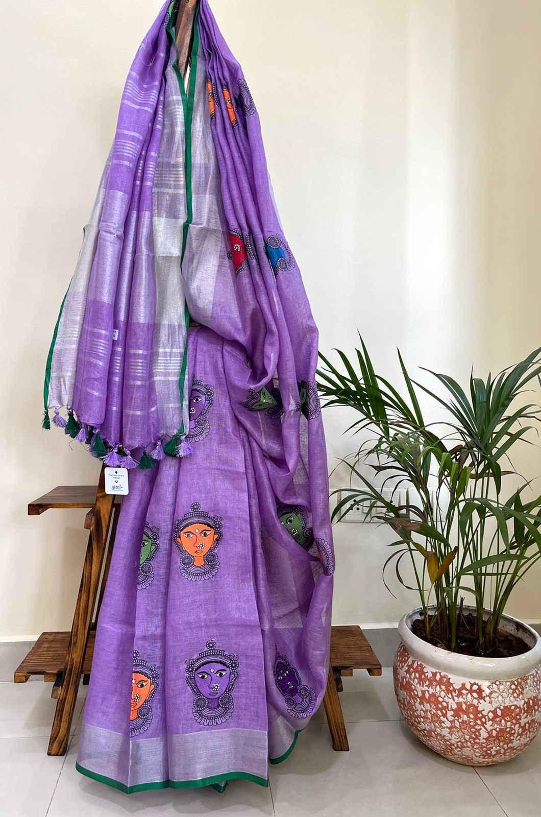 Beautiful handloom linen saree - Purple