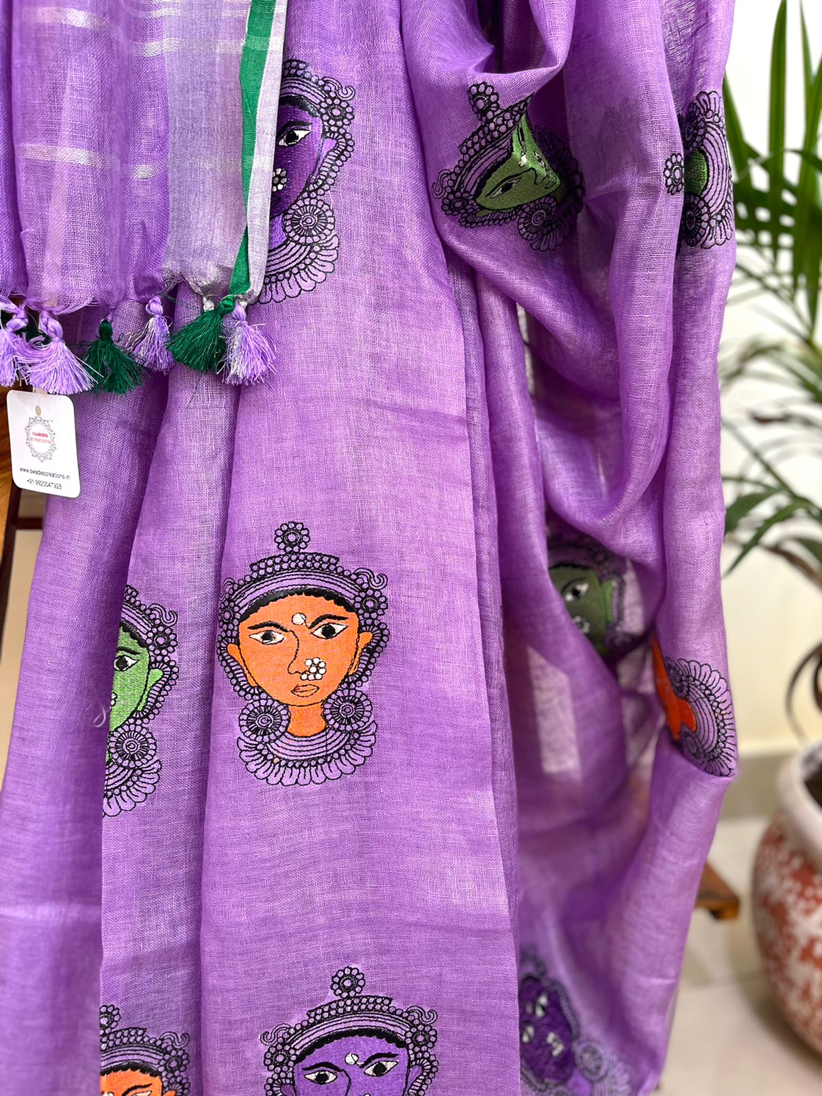 Beautiful handloom linen saree - Purple