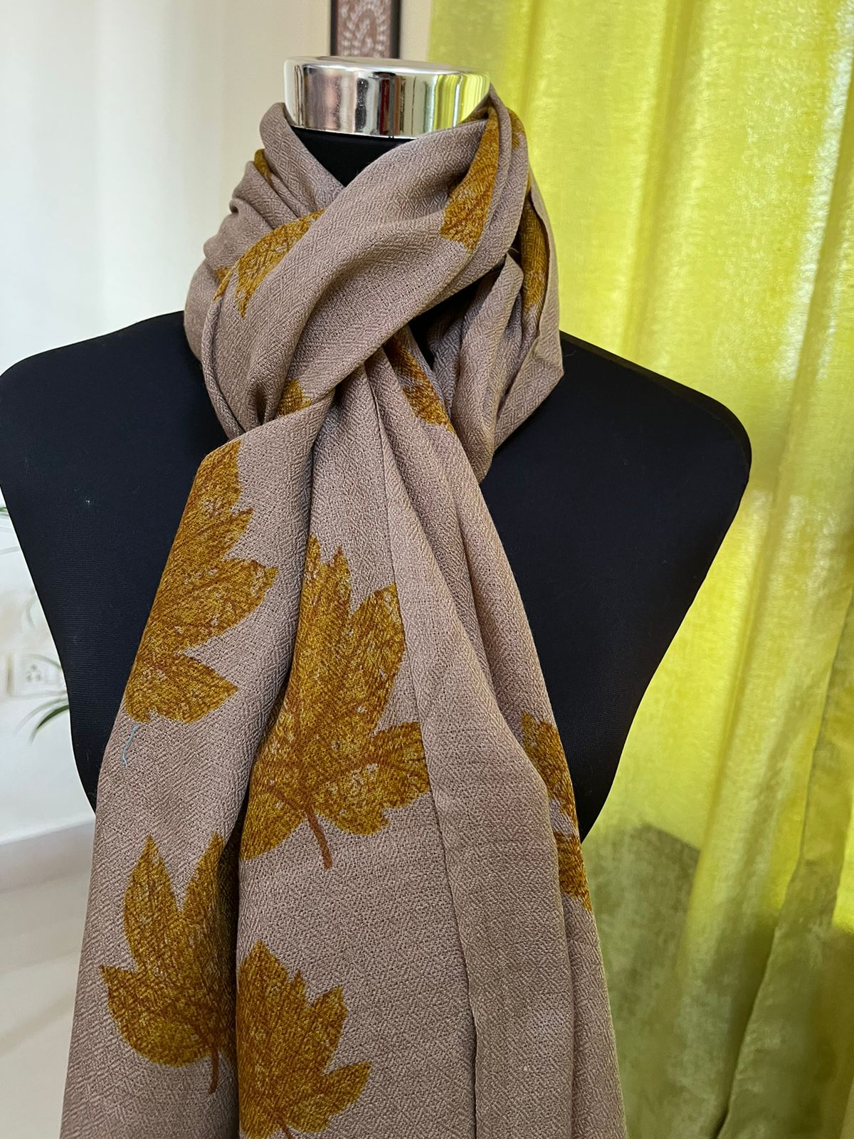 Leaf Printed Pure Wool Handwoven Stoles