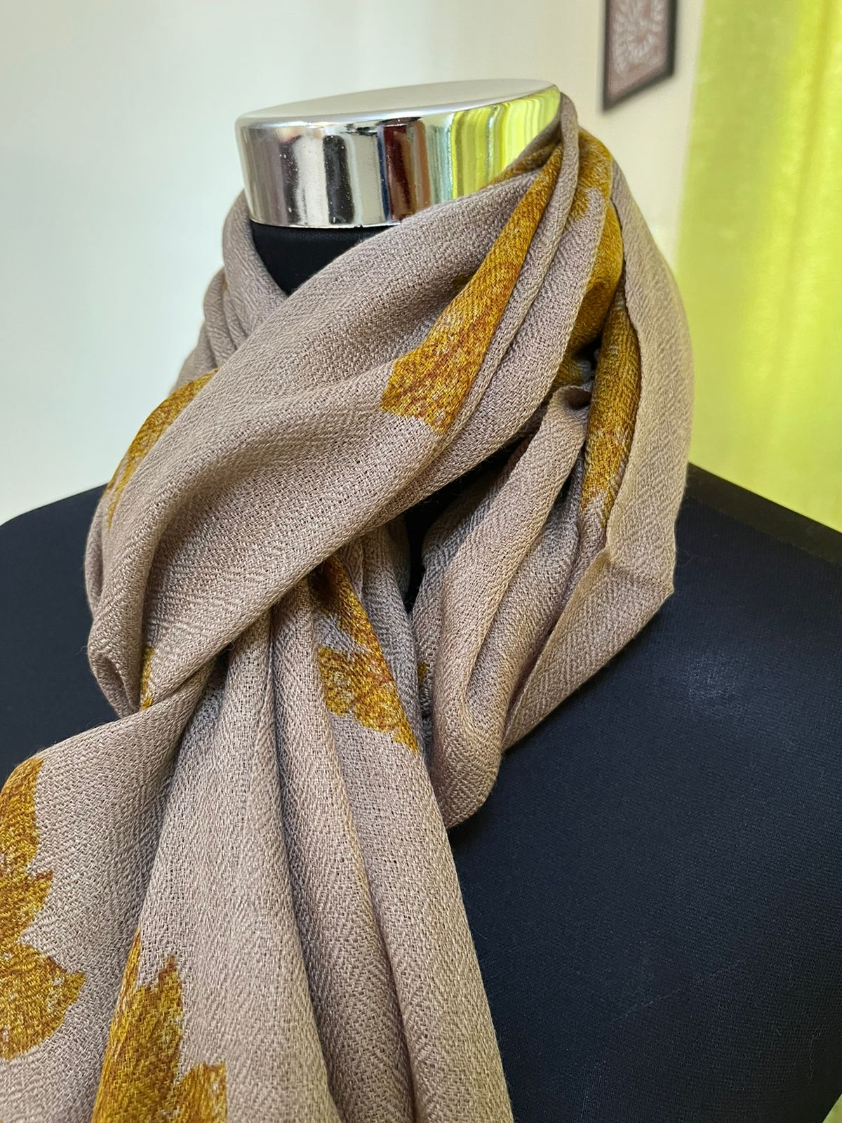 Leaf Printed Pure Wool Handwoven Stoles