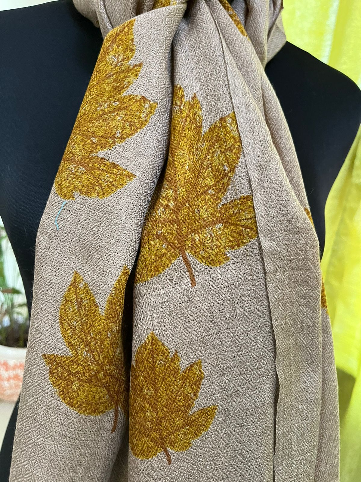 Leaf Printed Pure Wool Handwoven Stoles
