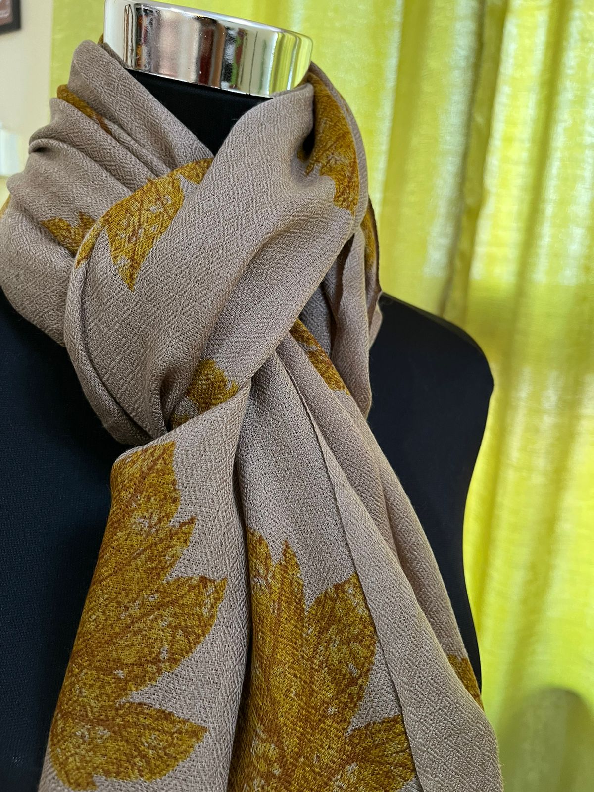 Leaf Printed Pure Wool Handwoven Stoles