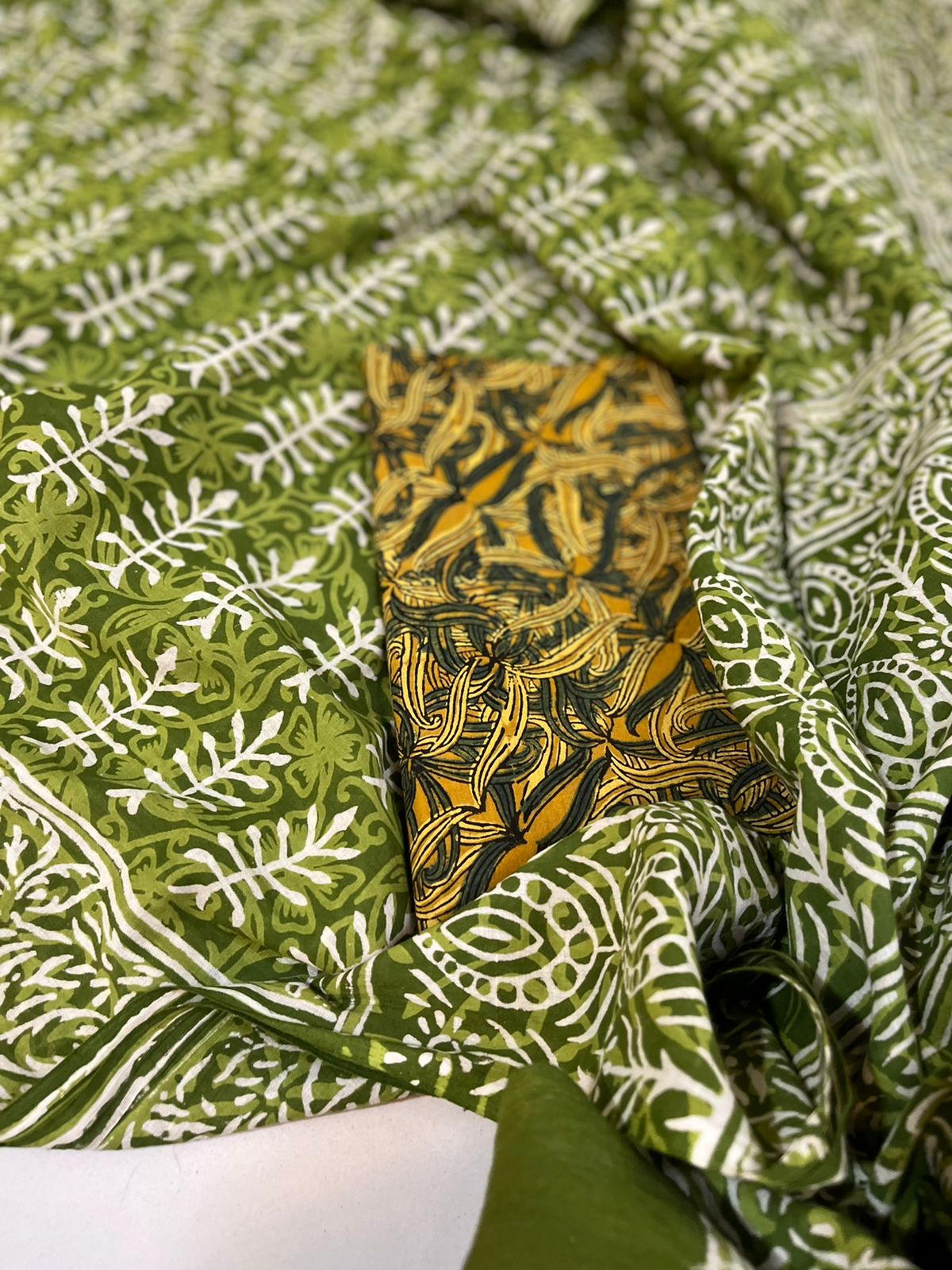 Pure Mul cotton sarees with handblock print - Green