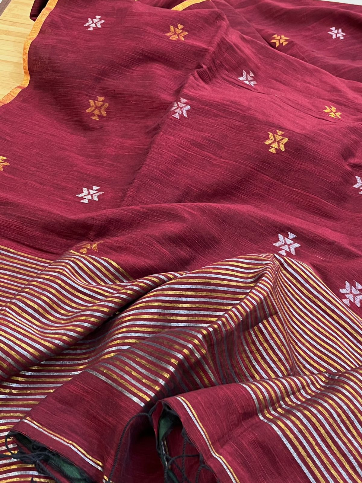 Beautiful Pure cotton Handwoven Sarees with zari weaving