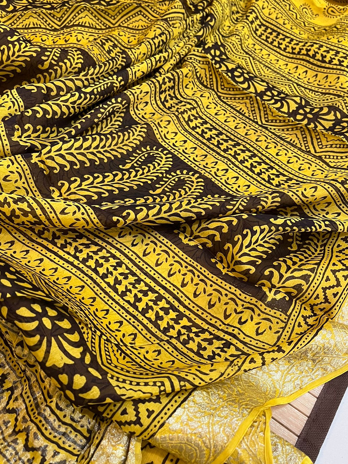 Beautiful chiffon Saree with traditional Bagh handblock print