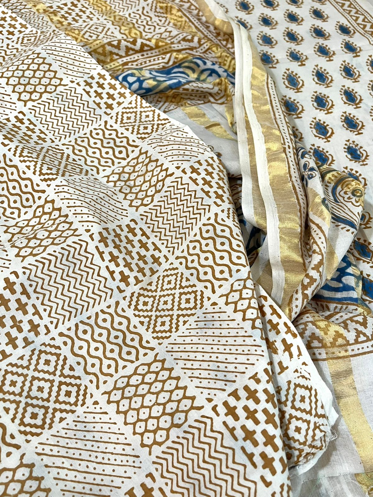 Super soft and comfortable Pure Cotton Suits with Indigo Handblock