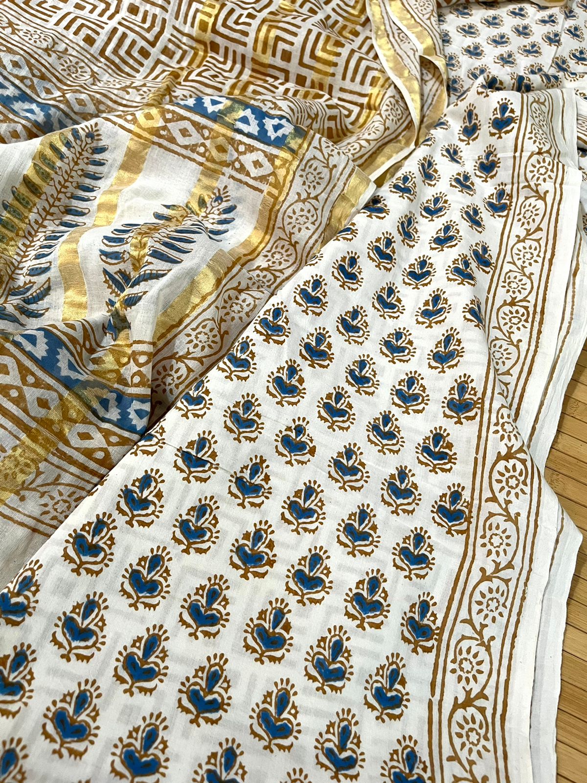 Super soft and comfortable Pure Cotton Suits with Indigo Handblock