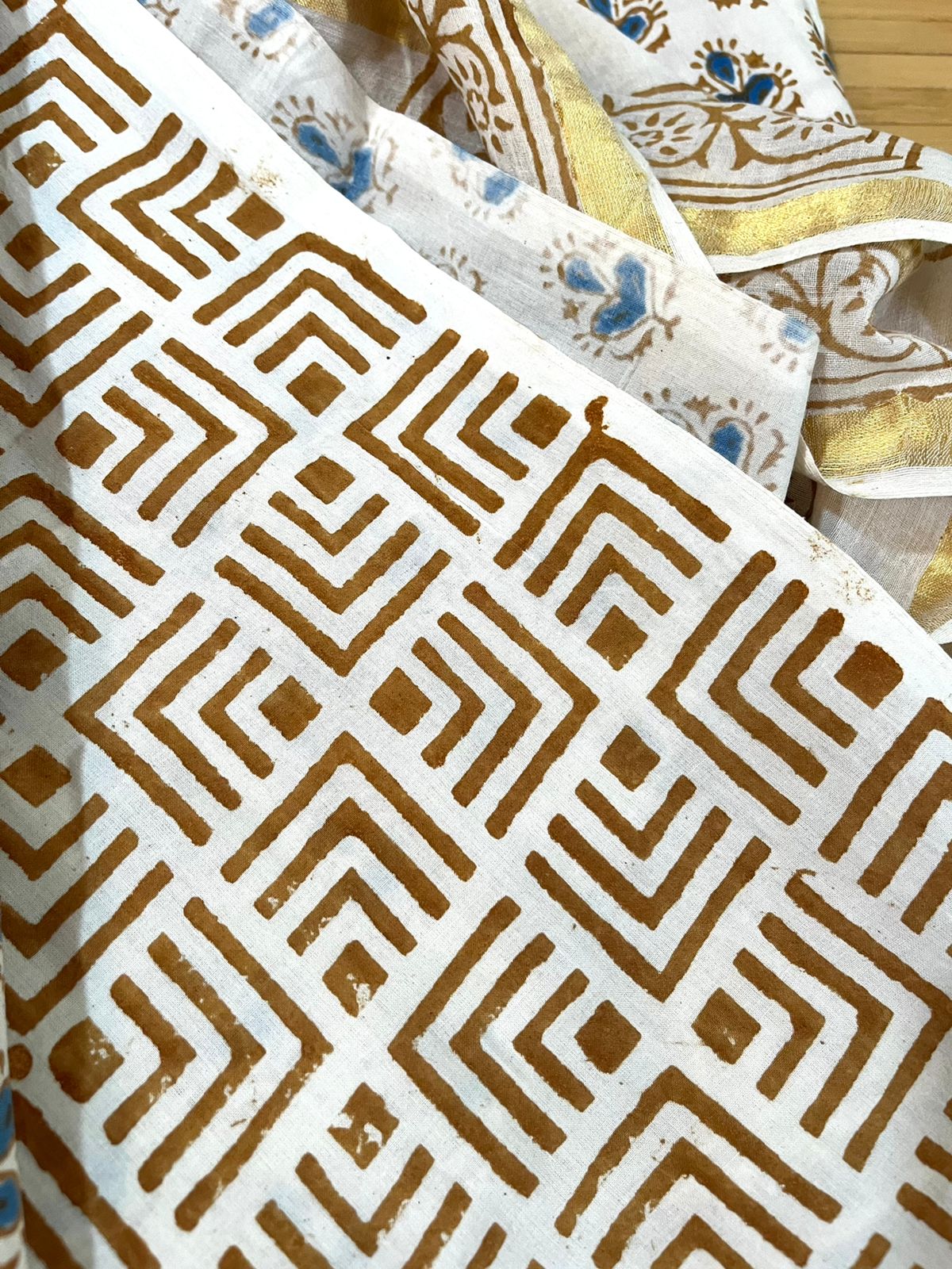 Super soft and comfortable Pure Cotton Suits with Indigo Handblock