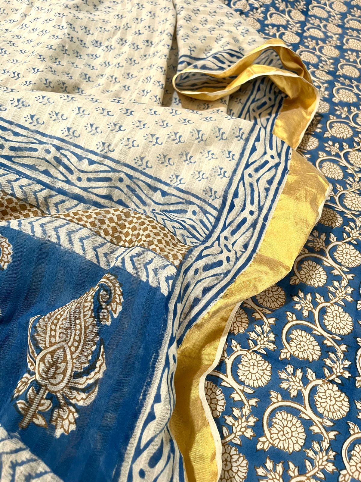 Super soft and comfortable Pure Cotton Suits with Indigo Handblock