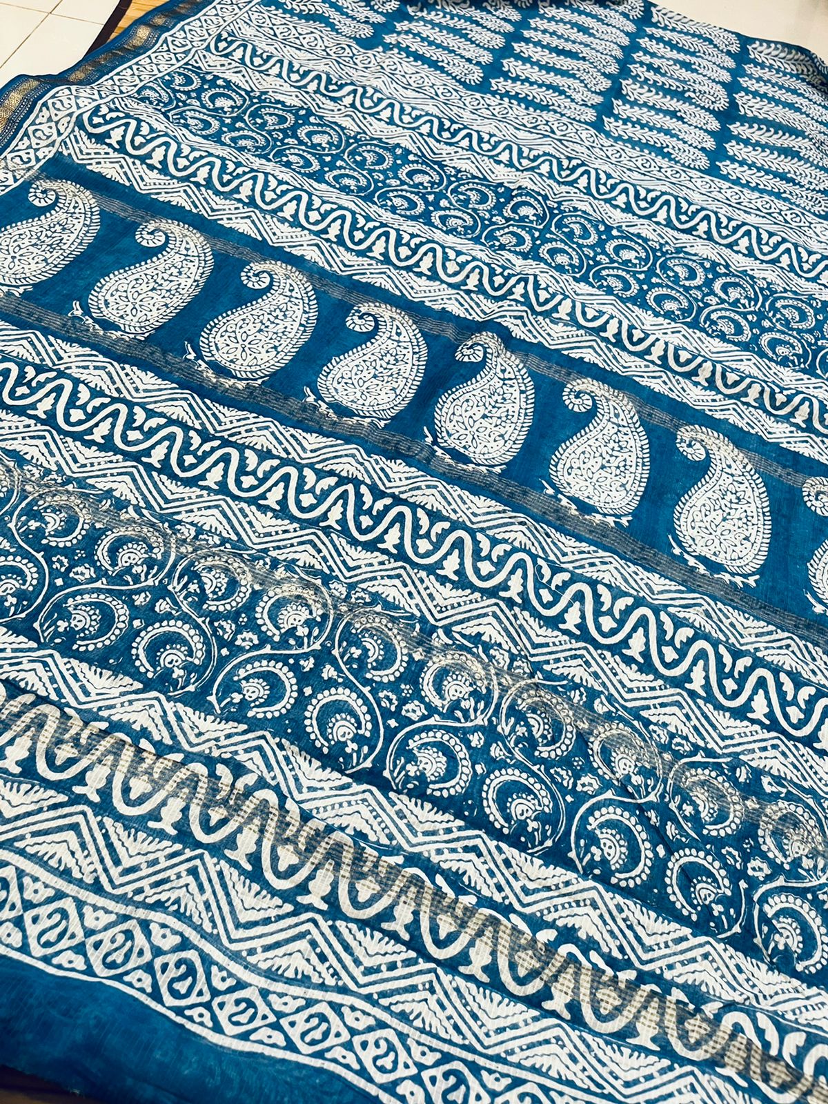 Maheshwari Indigo Handblock Sarees