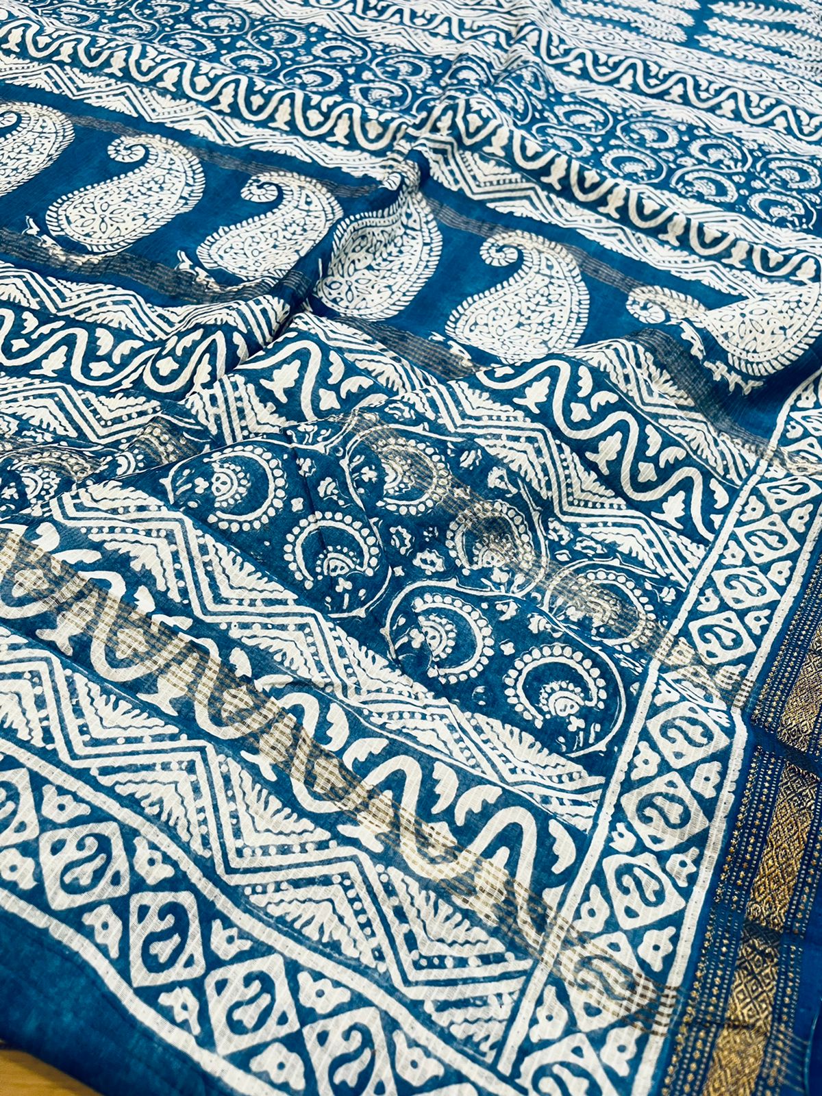 Maheshwari Indigo Handblock Sarees